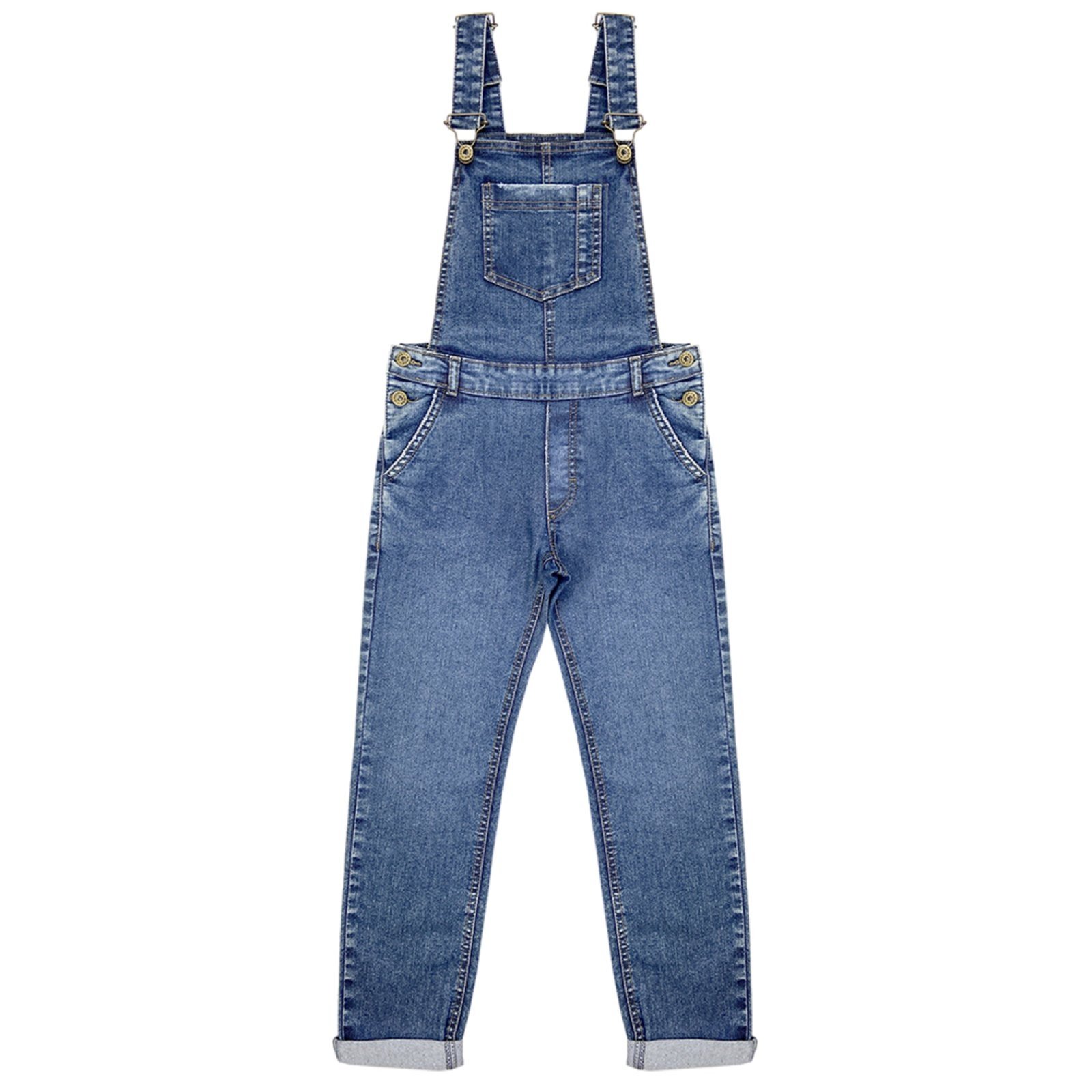 Infantil - Jardineira Juvenil Look Jeans Calça Jeans