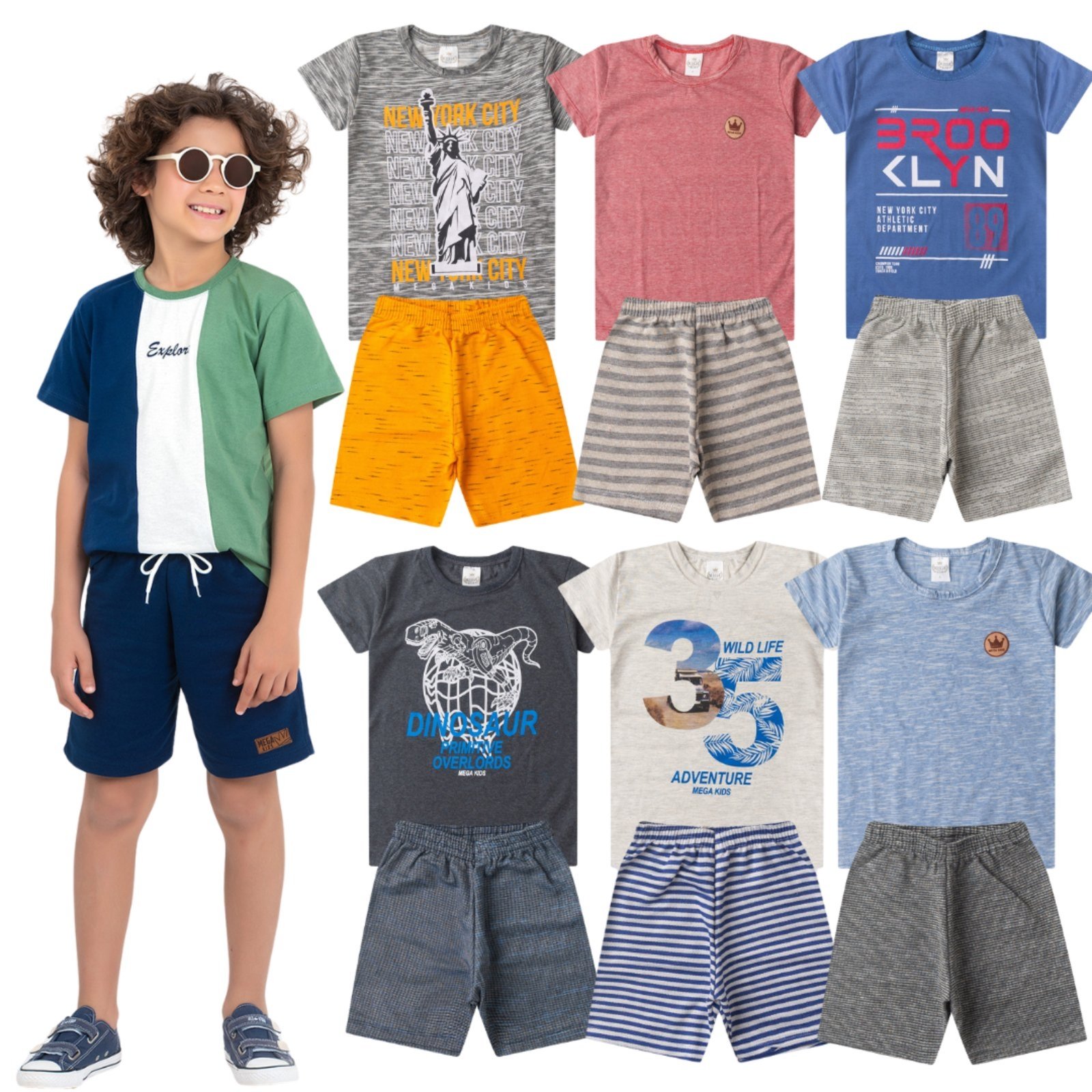 Infantil – Kit Conjunto Verão Menino Com 5 Conjuntos Sortidos