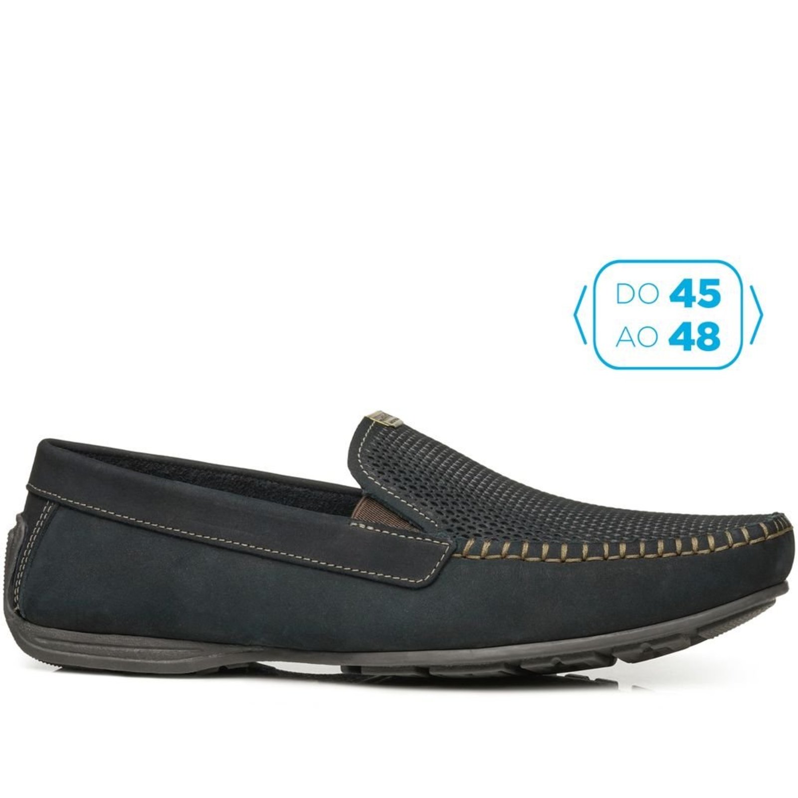Mocassim Pegada Masculino Plus Size em Couro Marinho 540780-06 Mocassim Pegada Masculino Plus Size em Couro Marinho 540780-06 47