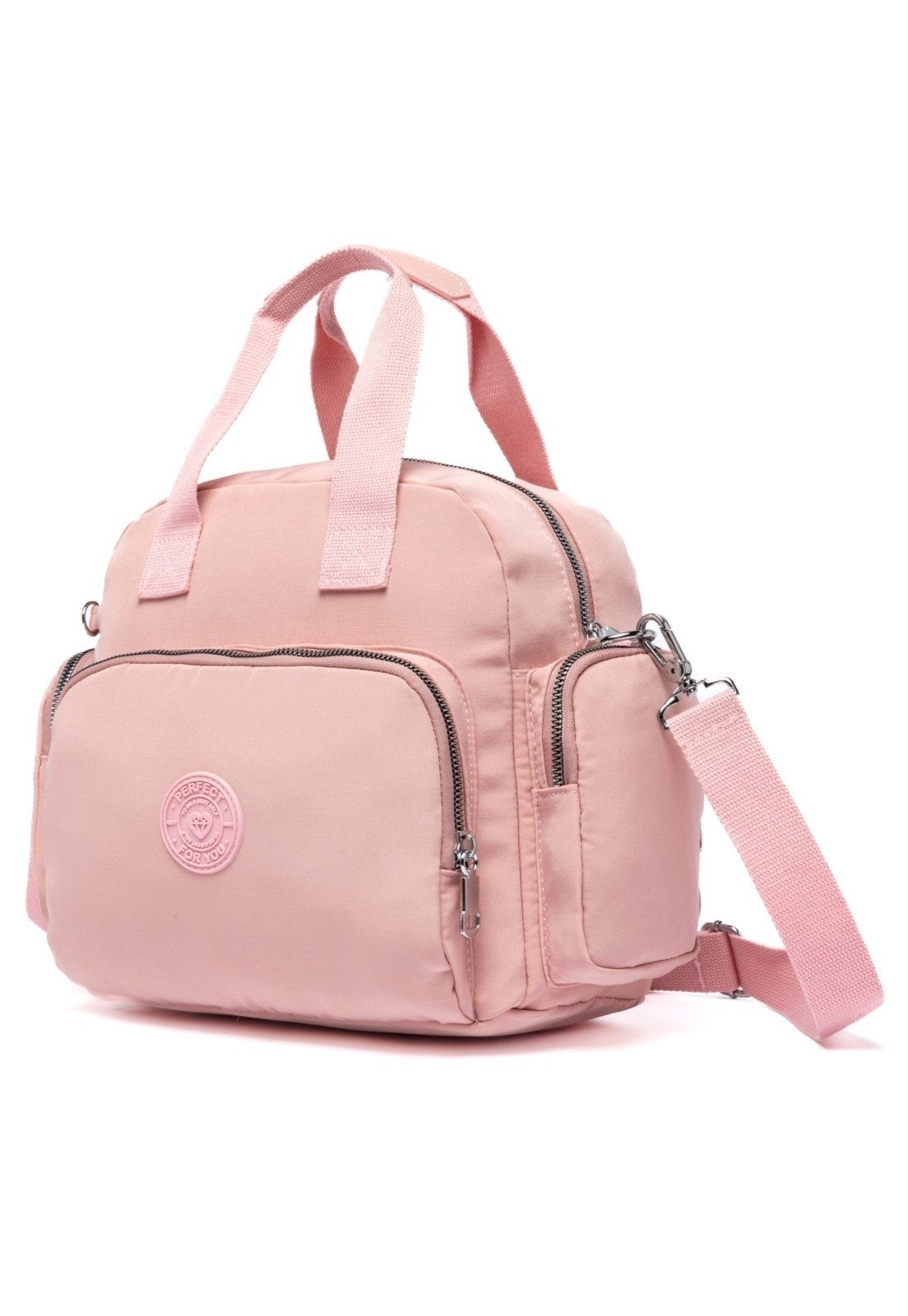 Vista 3 Bolsa Casual Antifurto Trabalho Faculdade Transversal 9L Usb Feminina Perfect For You rosa Perfect For You rosa