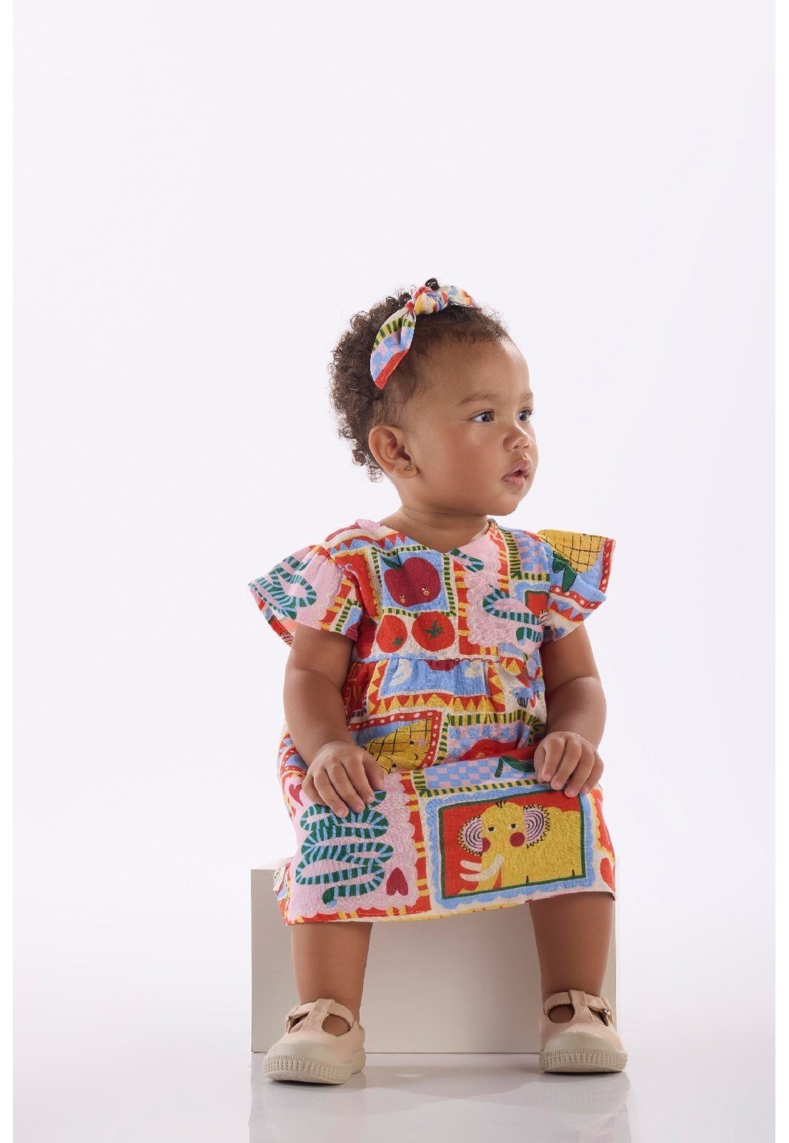 Vista 2 Infantil - Vestido para em Viscolinho Três e Já branco Três e Já branco