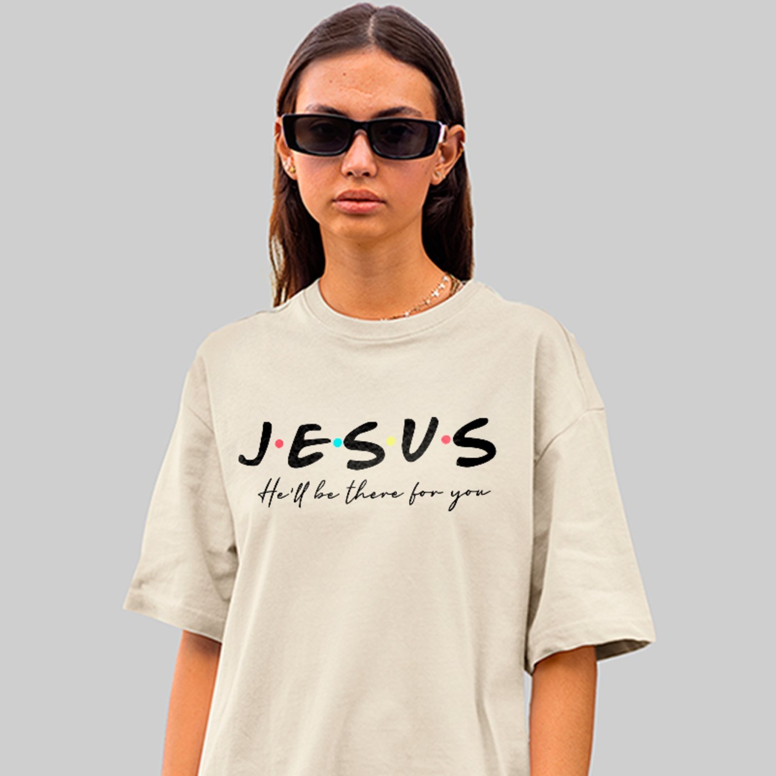 Camiseta Oversized Jesus He Will Be There For You Gospel Cristã Off White