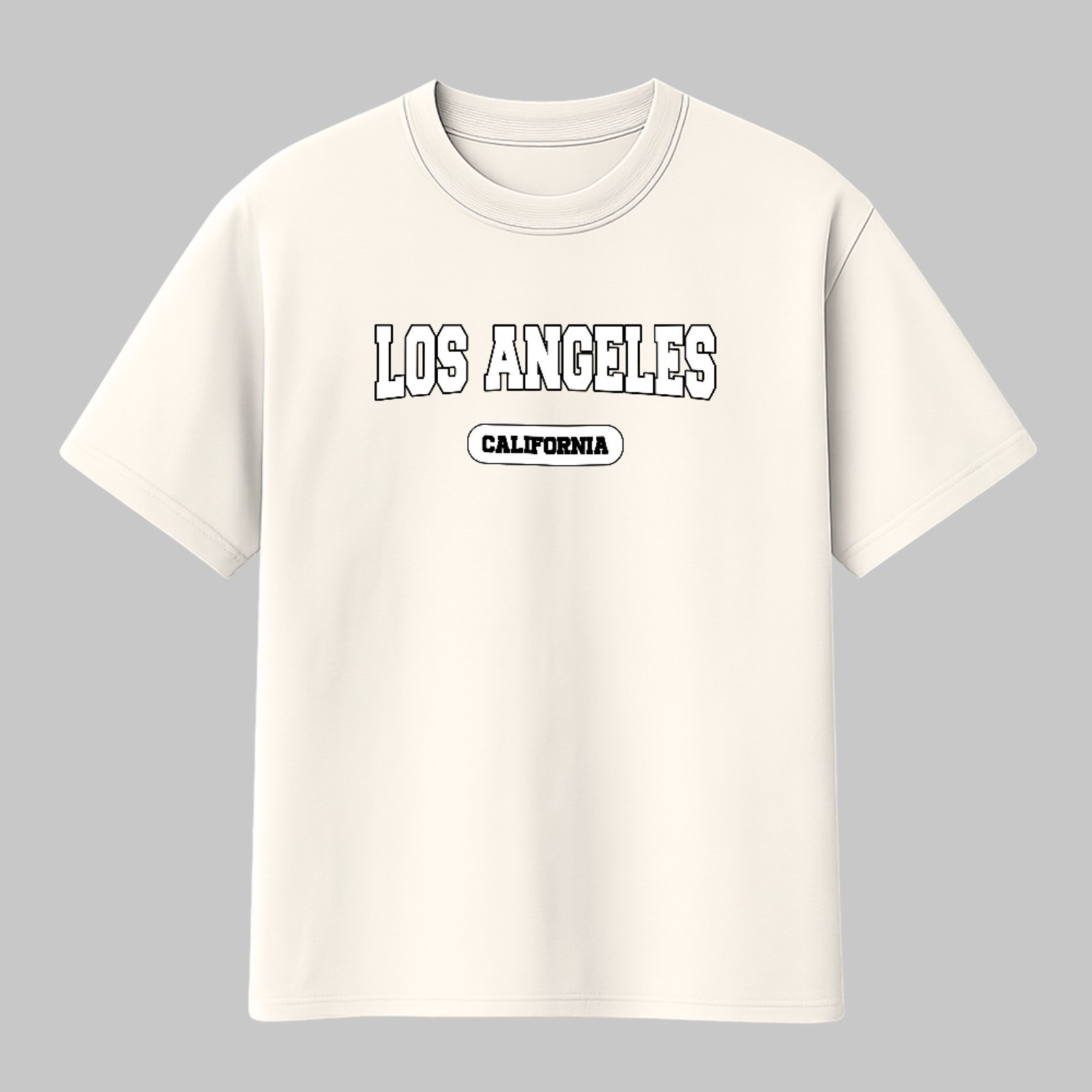 Camiseta Básica Los Angeles Estampa Street Style Unissex Off White
