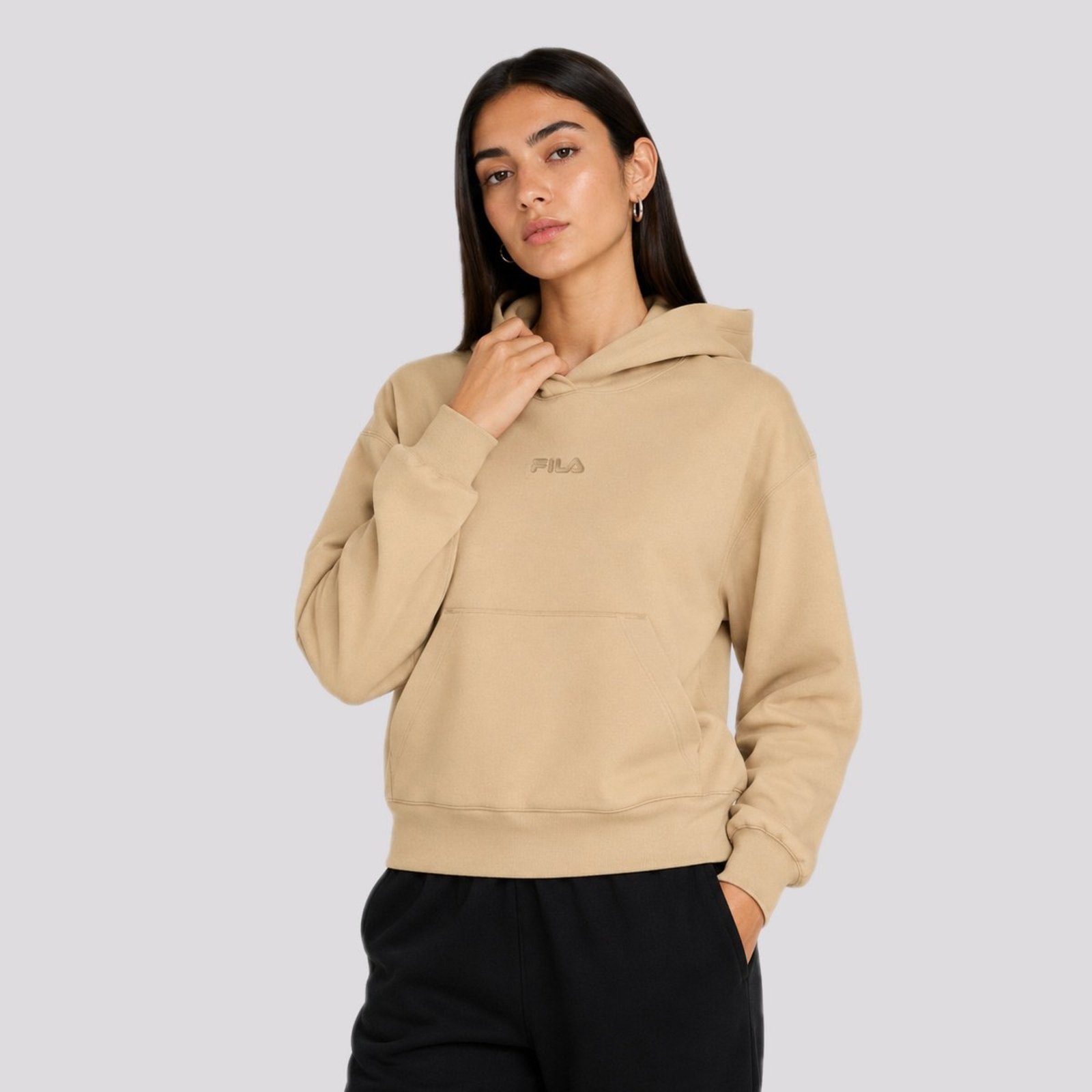 Moletom Com Capuz Fila Classic B Feminino Bege