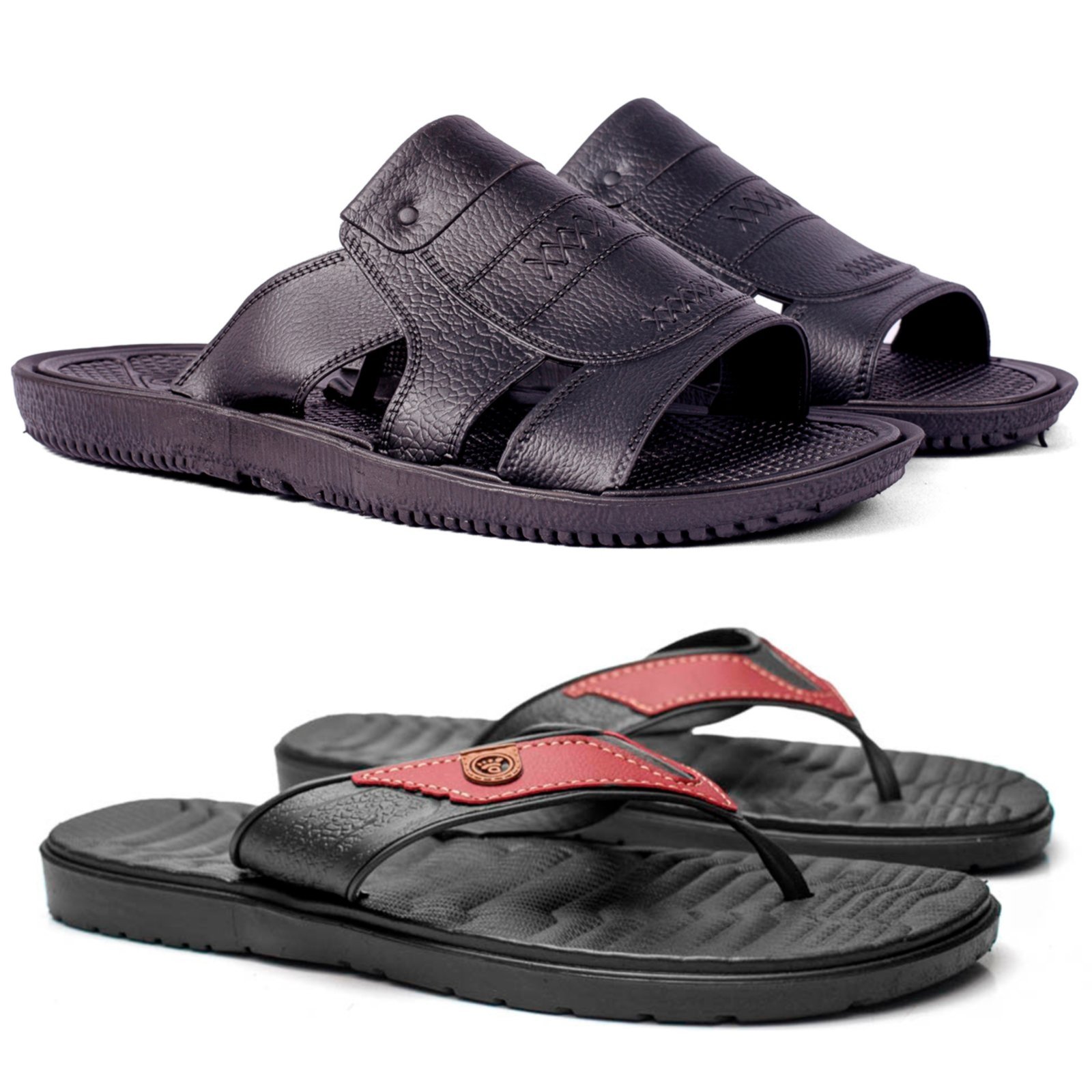 Kit Masculino Herlim Sandália Franciscana Ortopédica Chinelo Slide Preto