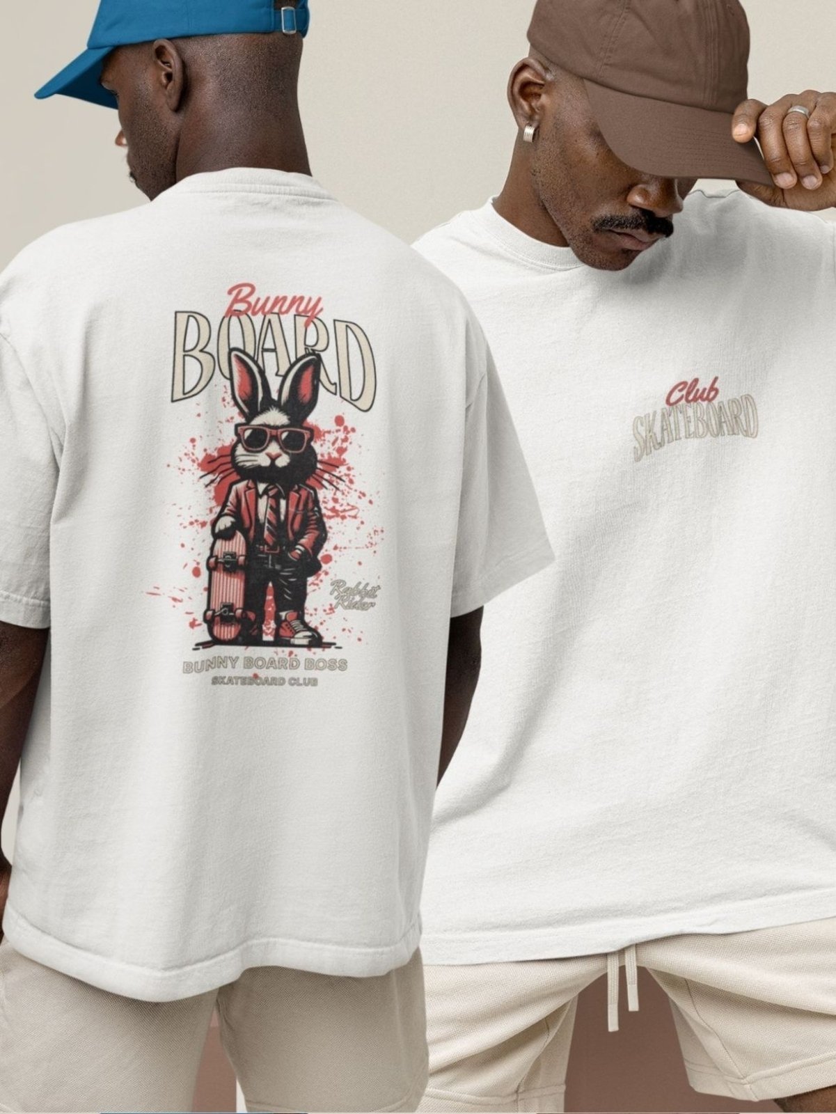 Camiseta Básica Masculina GuGi Bunny Skateboard Branco