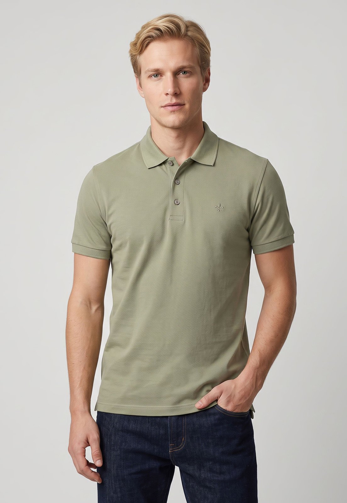 Camisa Polo Masculina Dudalina Logo Verde