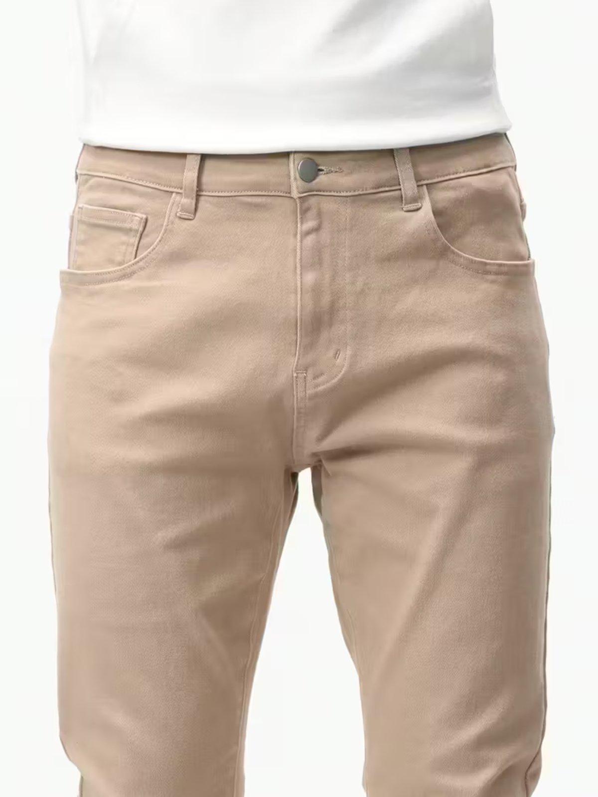 Calça Jeans Sarja 5 Estilos Bege Confortavel e Basica