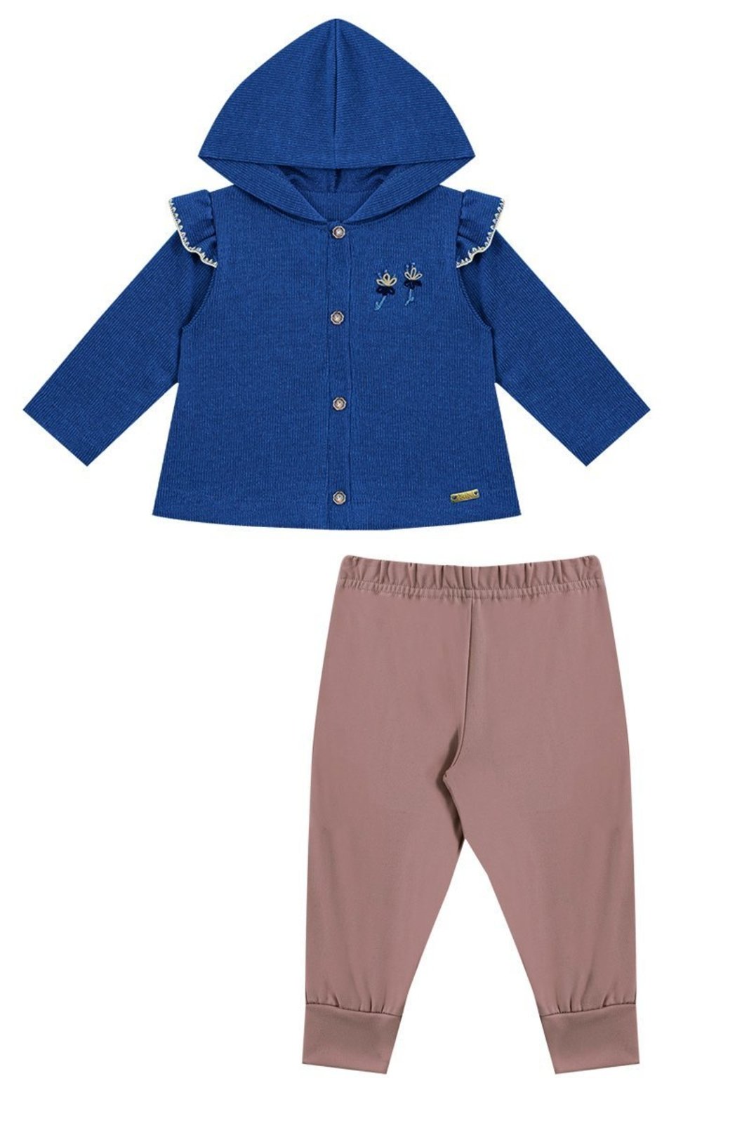 Infantil - Conjunto Azul Casaco com Bordado e Calça Térmica