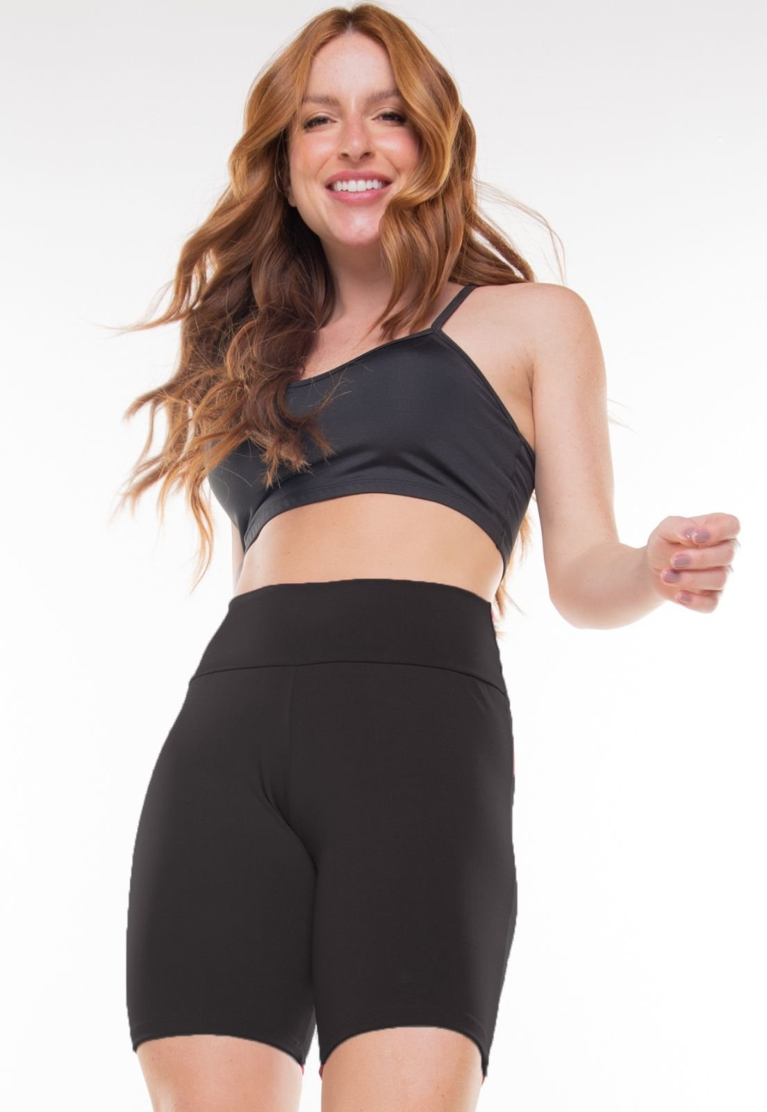 Bermuda Bravaa Store Academia Ciclista Fitness em Suplex Bermuda Básica 304 Preto