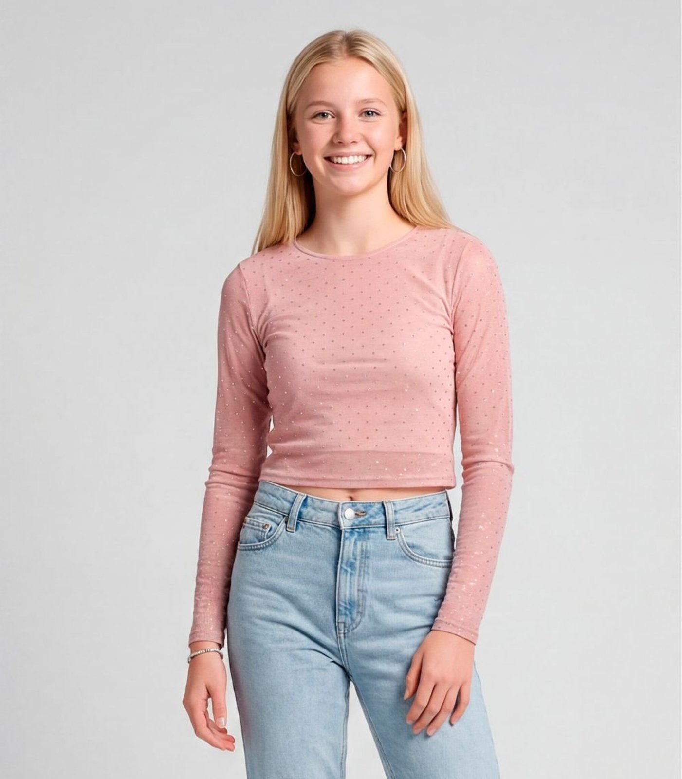 Infantil - Blusa Juvenil Com Sobreposição Minty Rosa