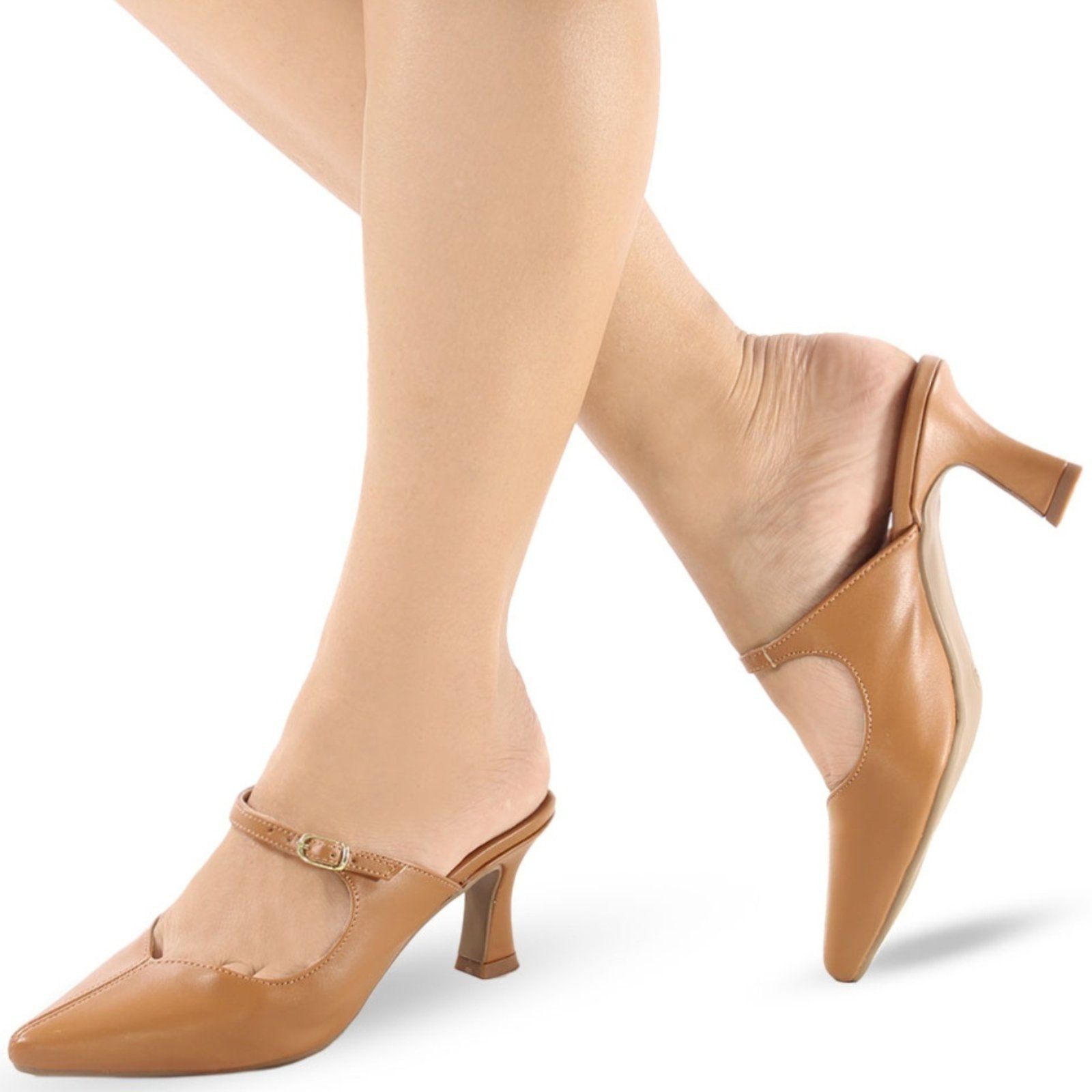 Scarpin Mule Modarpe Salto Baixo Moderno Marrom S19