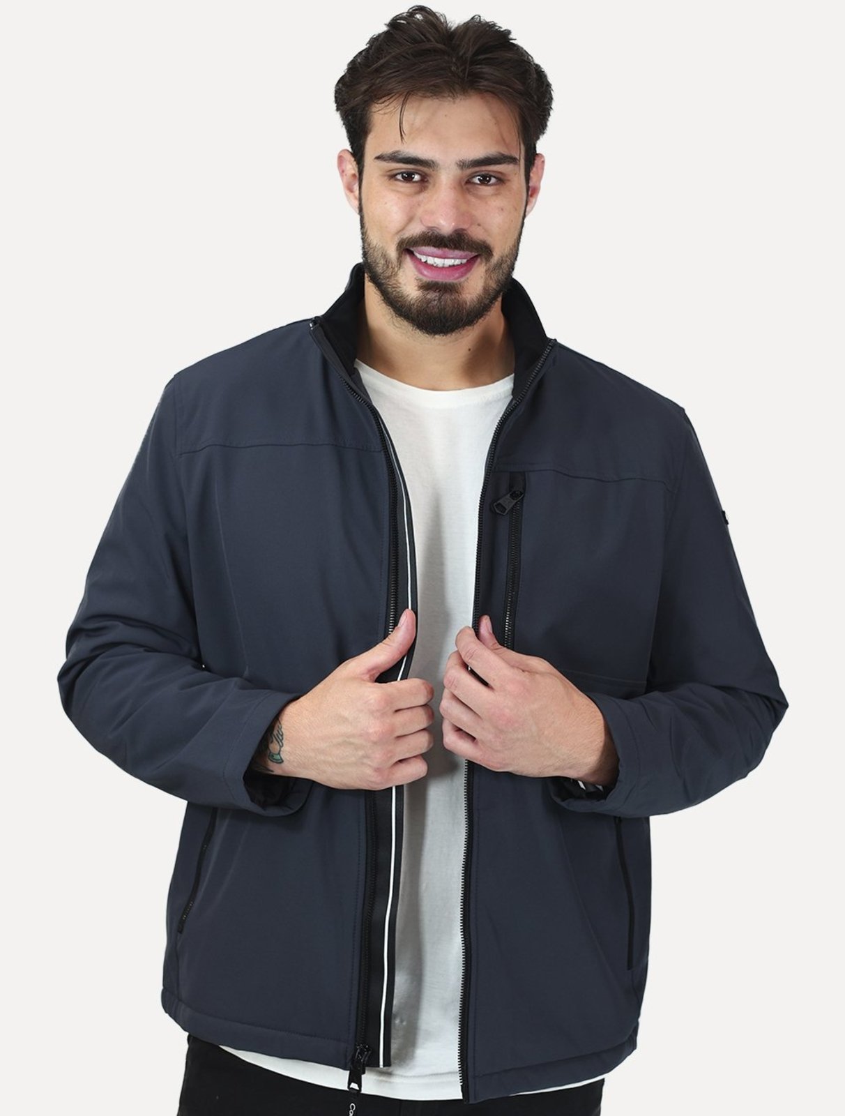 Jaqueta Calvin Klein Masculina Soft Shell Full-Zip Chumbo