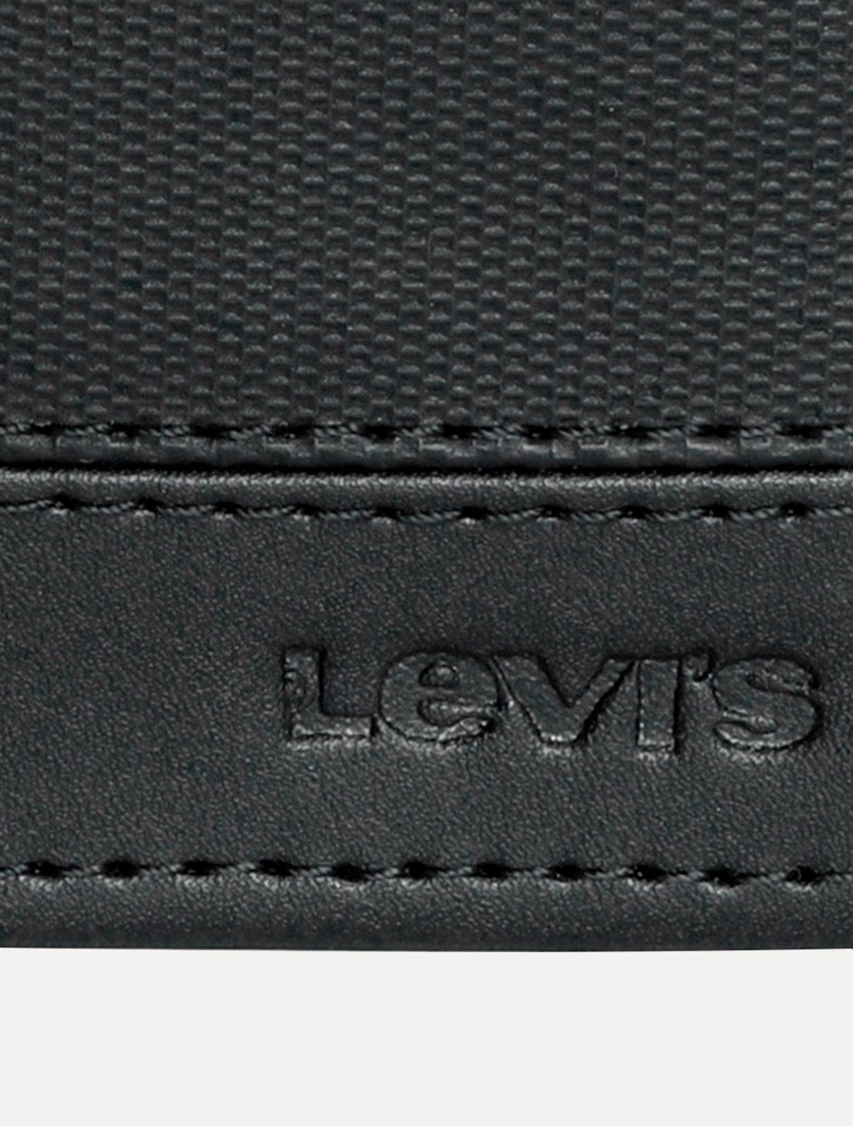 Vista 3 Carteira Levis Masculina Couro ID Bifold Texture Preta preto Levis preto