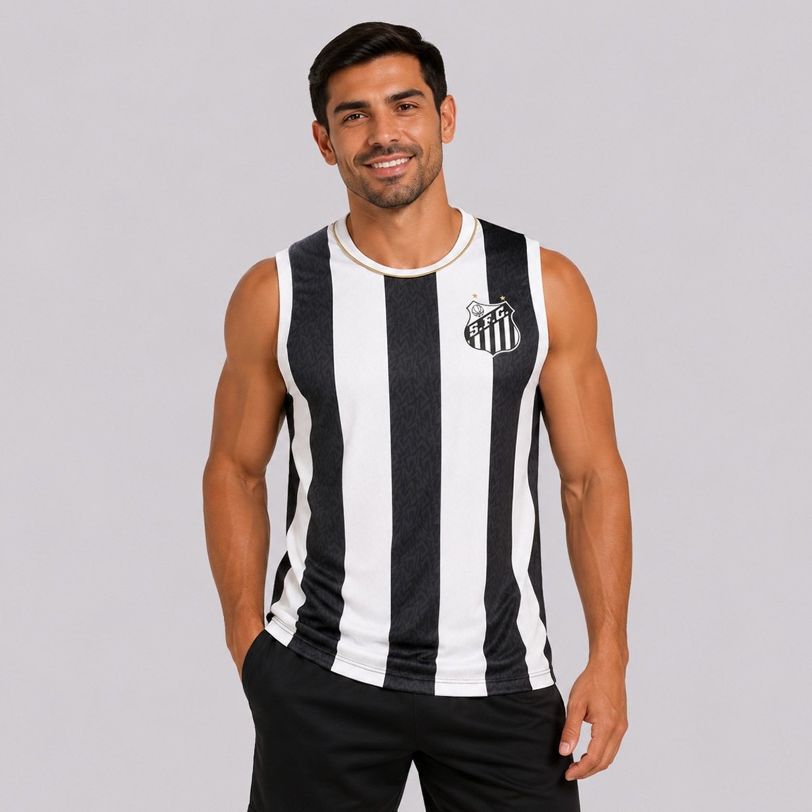 Regata Santos Presença Preta e Branca