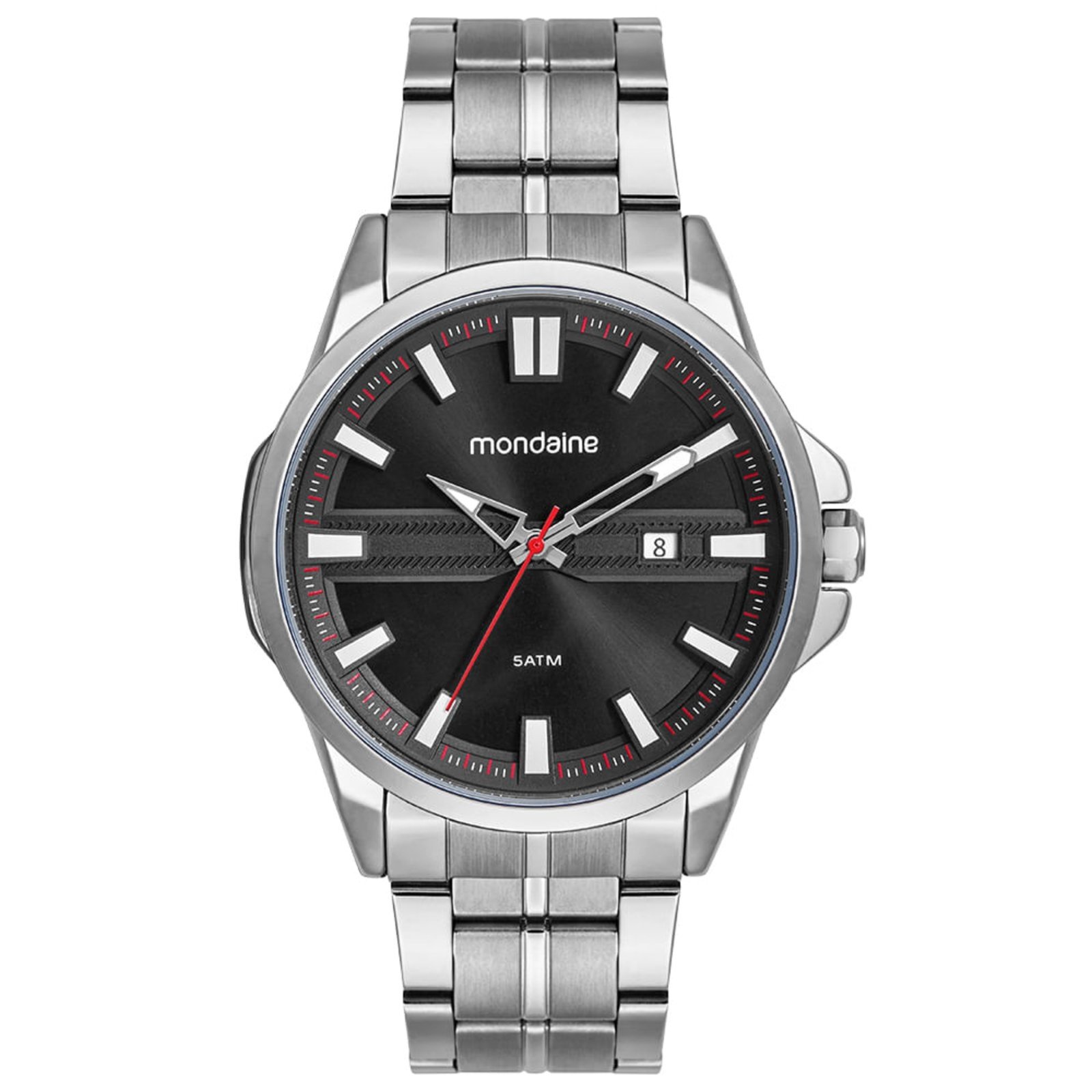 Relógio Masculino Casual Calendário Prata Mondaine