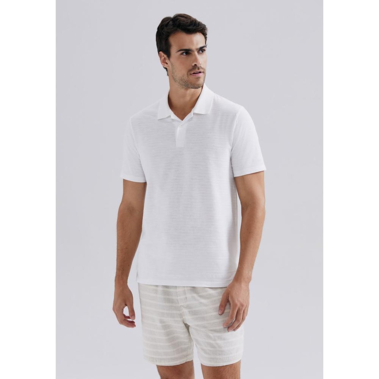 Camisa Polo Masculina Manga Curta Texturizada