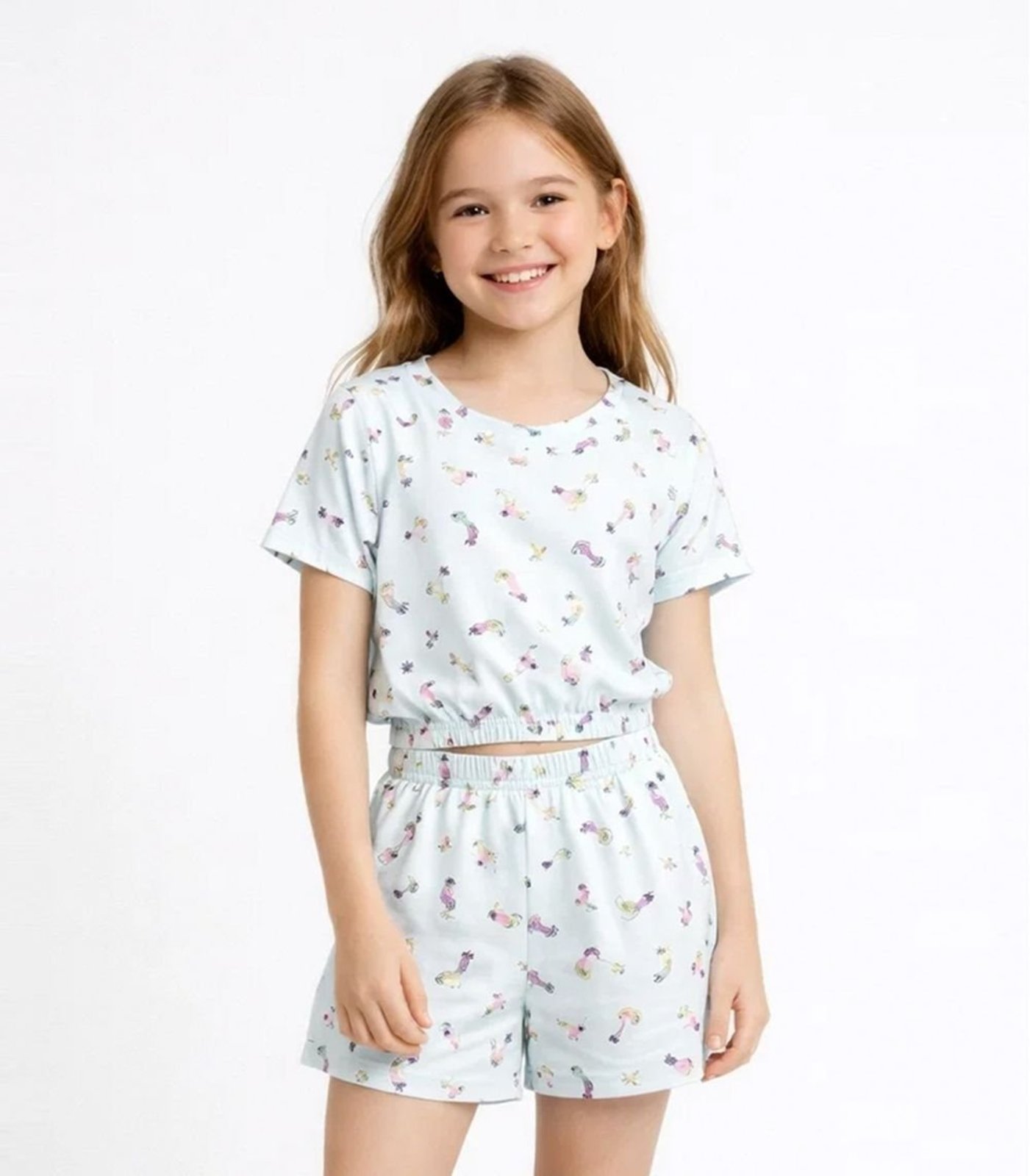Infantil - Conjunto Menina Blusa E Short Select Bege