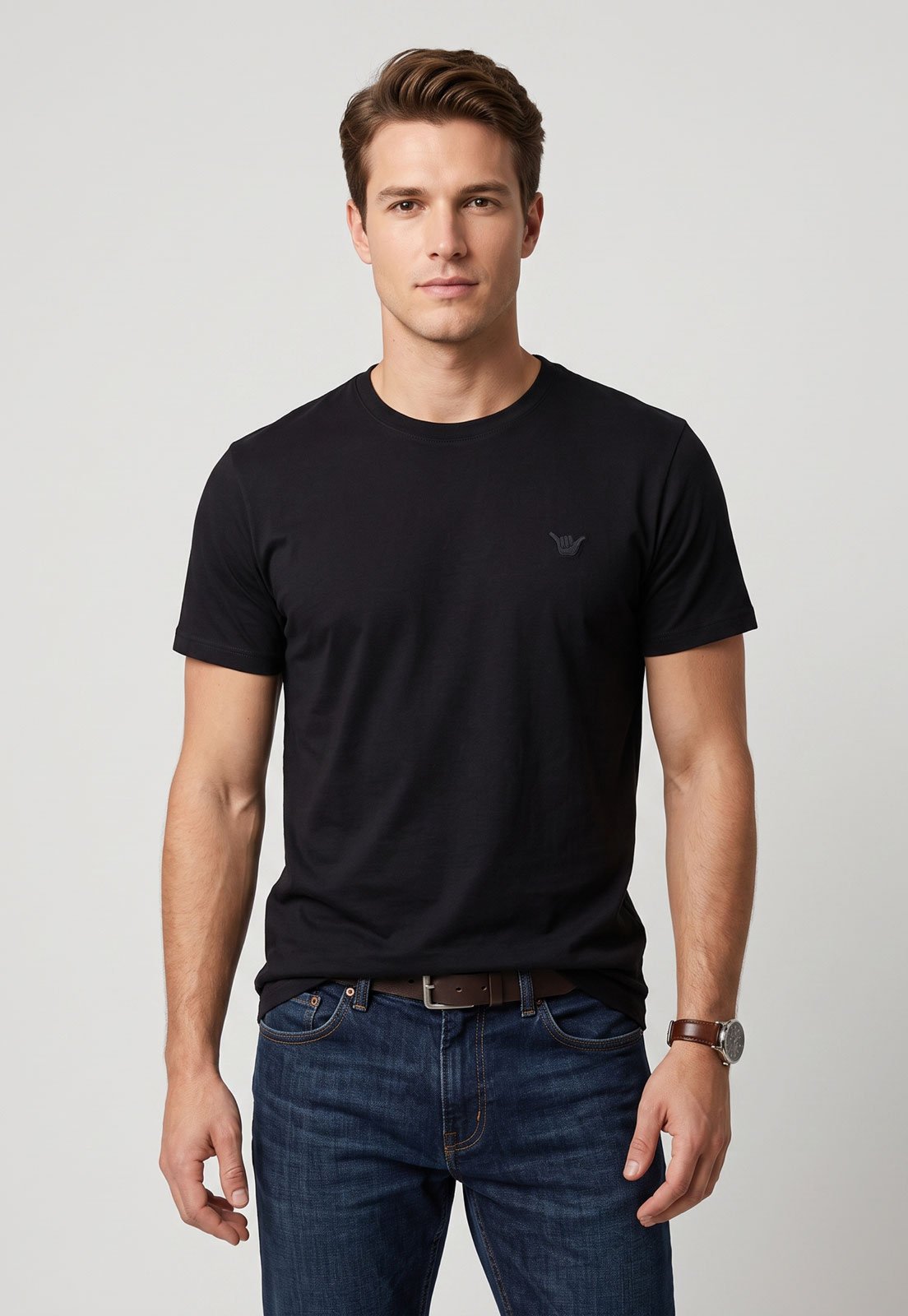 Camiseta Masculina Hang Loose Estampa Frontal Preta