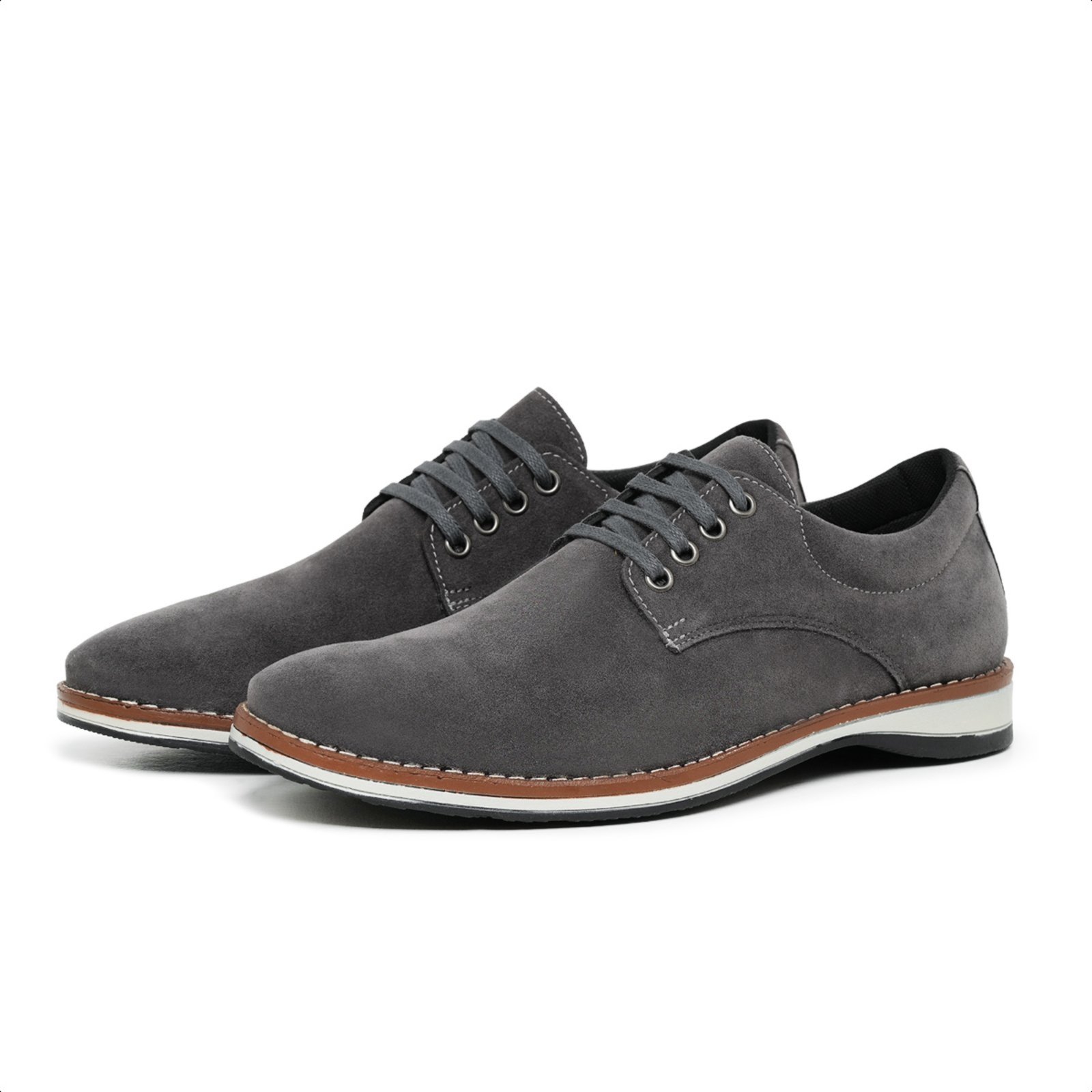 Sapato Masculino Social Casual Oxford com Cadarço em Camurça Moderno Premium Rato