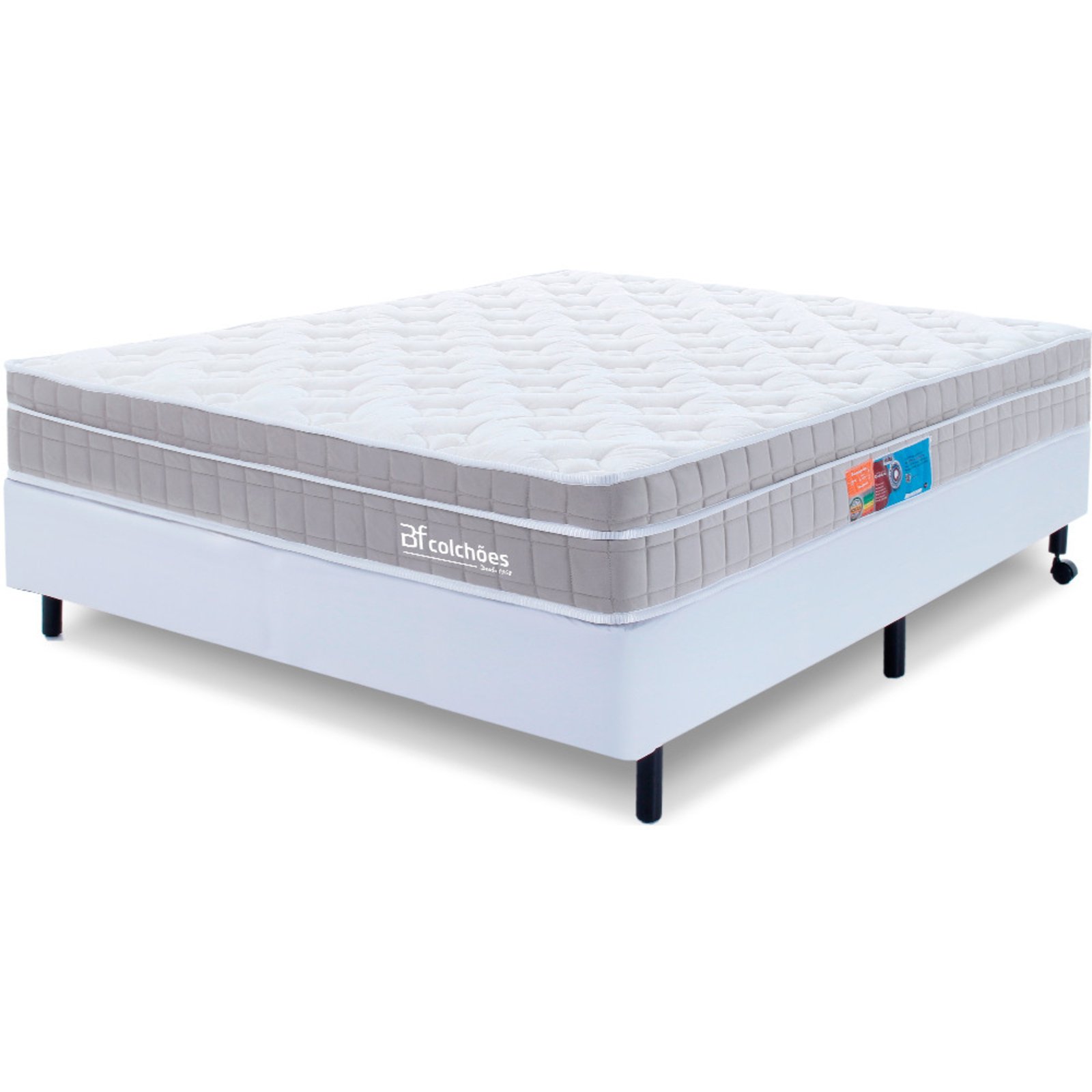 Cama Box Casal Colchão Molas Ensacadas Espuma Nasa Viscoelástica Ortopédico D33 com Pillow BF Colchões