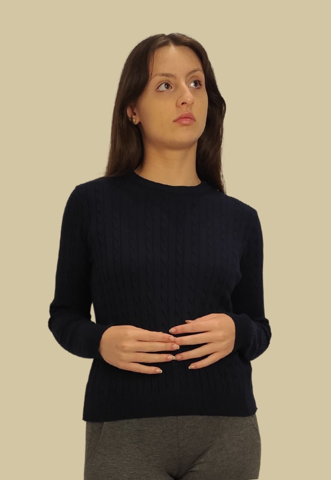 Blusa Trançada Tomasini Tricot Manga Longa AZUL MARINHO