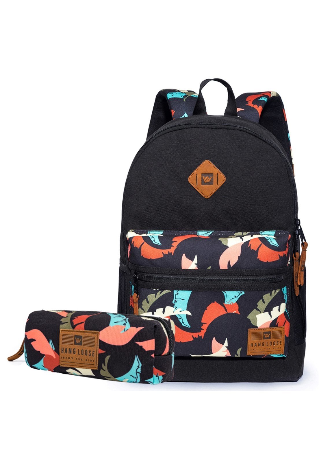 Kit Mochila Hang Loose Estojo Escolar Reforçada Casual Moderna Juvenil