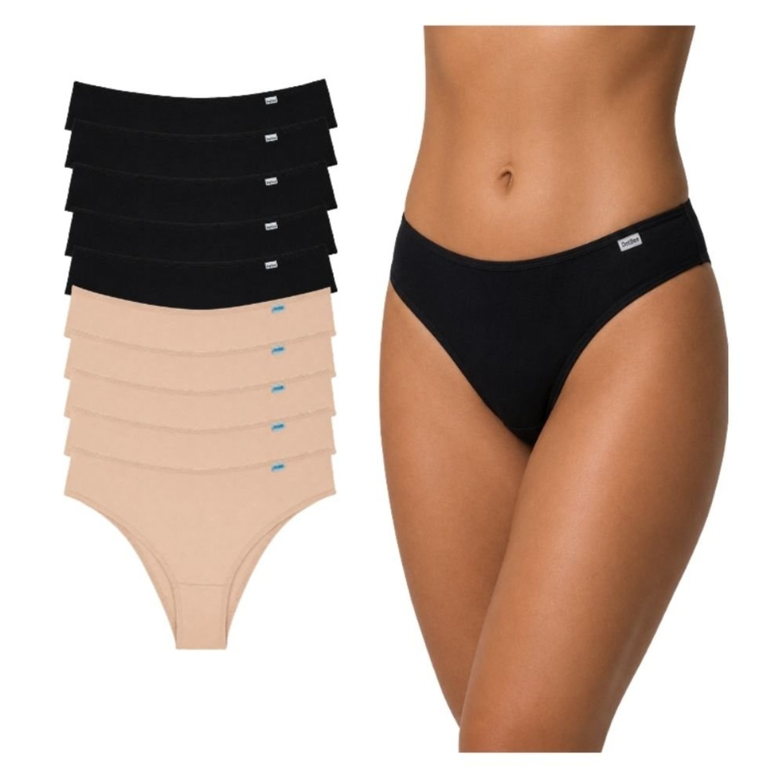 Kit 10 Calcinhas Bíquini DelRio 512024 Preto/Nude Microfibra