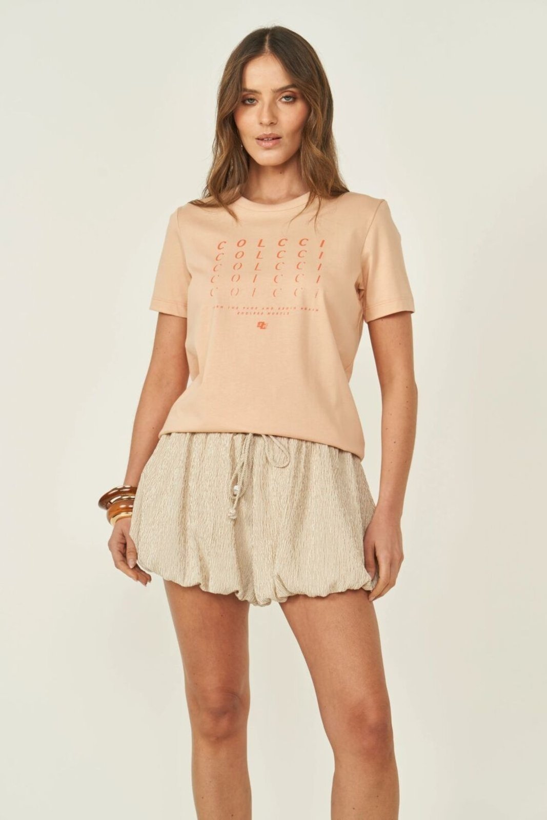 Camiseta Comfort Feminina Com Estampa Bege Fila
