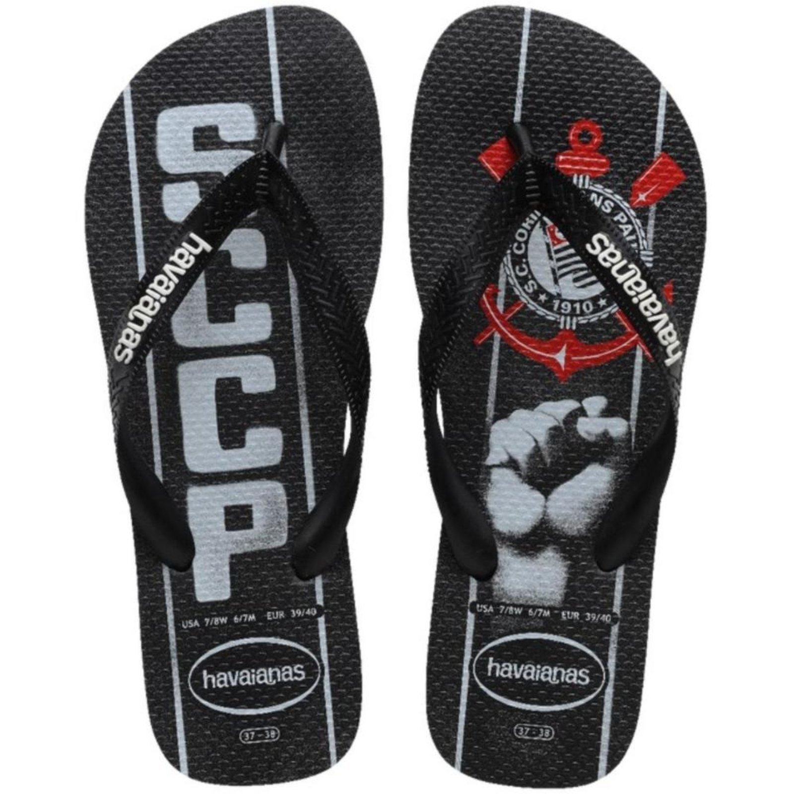 Chinelo Havaianas Top Times Corinthians - Preto