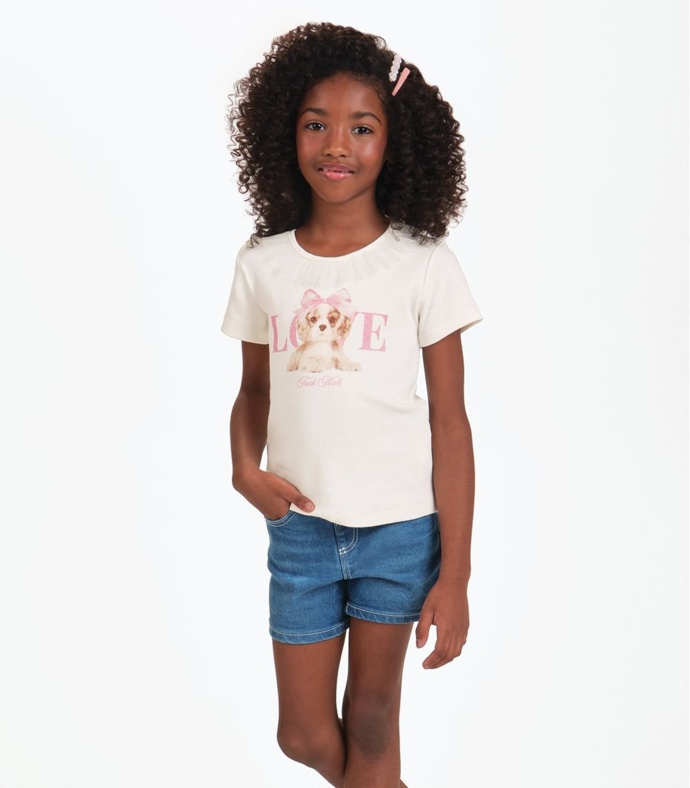 Vista 2 Infantil - Conjunto Menina Blusa Com Shorts Trick Nick azul Trick Nick azul