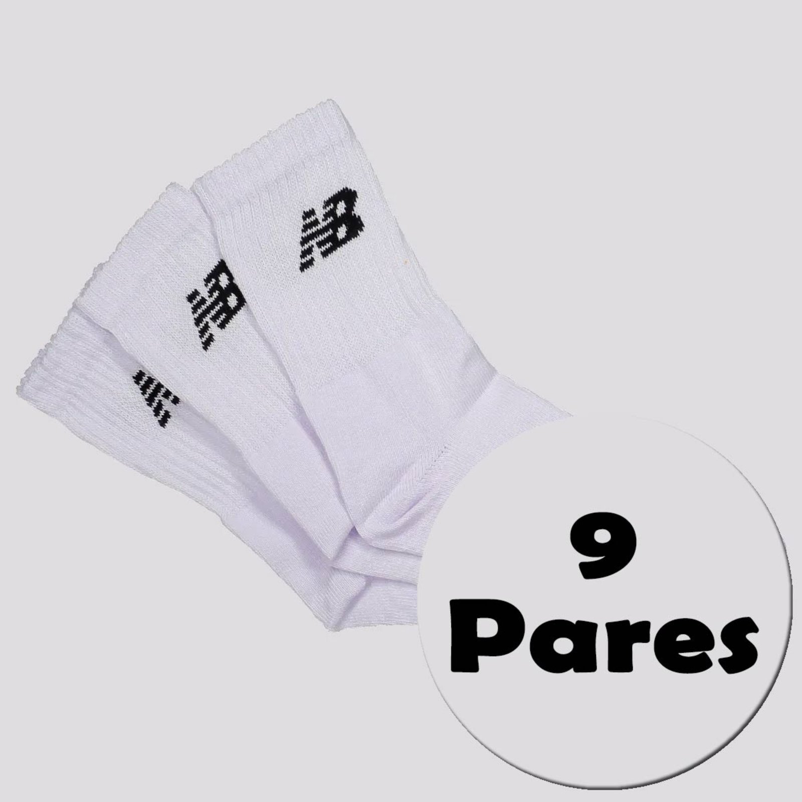 Kit Meia New Balance 9 Pares Cano Longo Branca