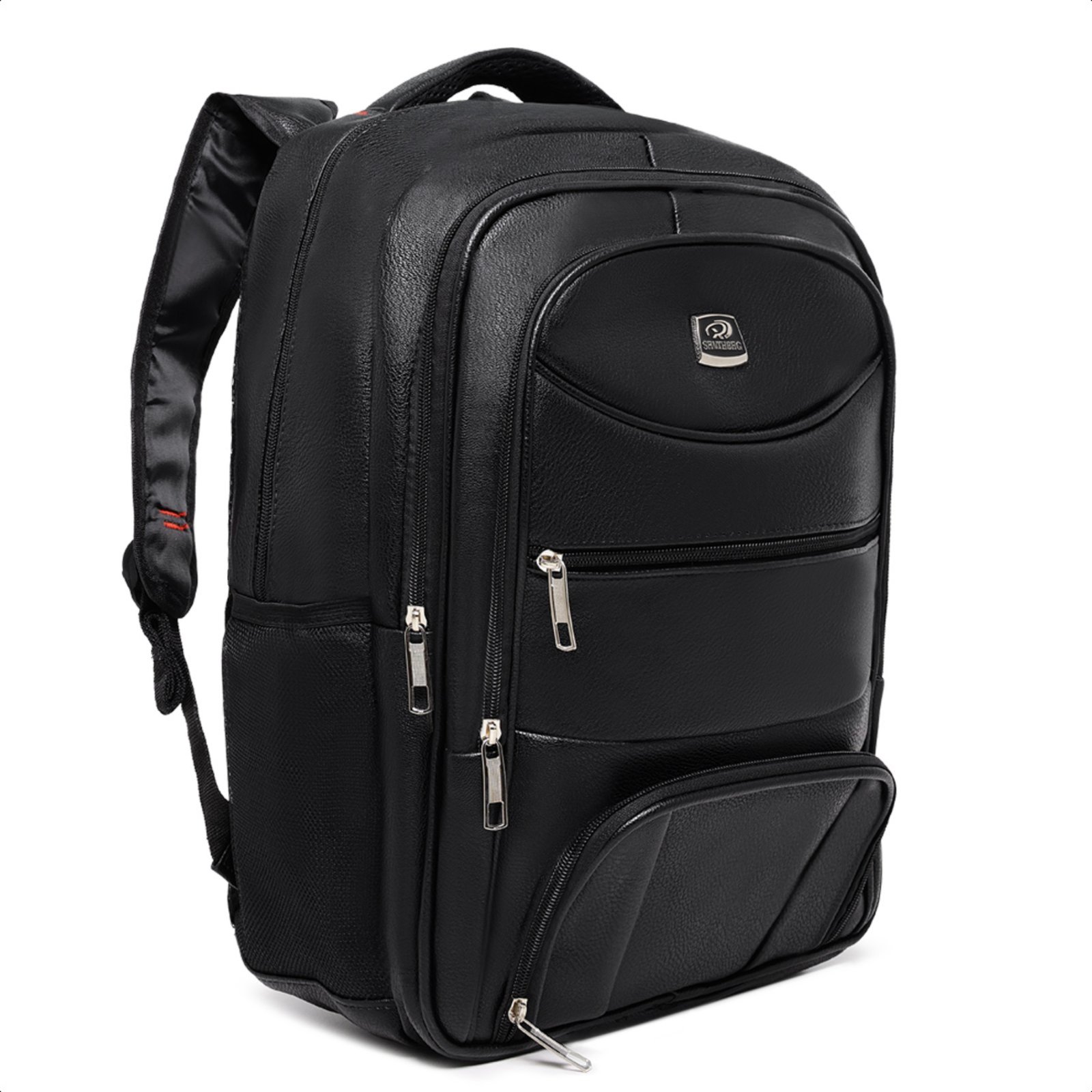 Mochila Couro Masculina Resistente Espaçosa Universitaria – Preto