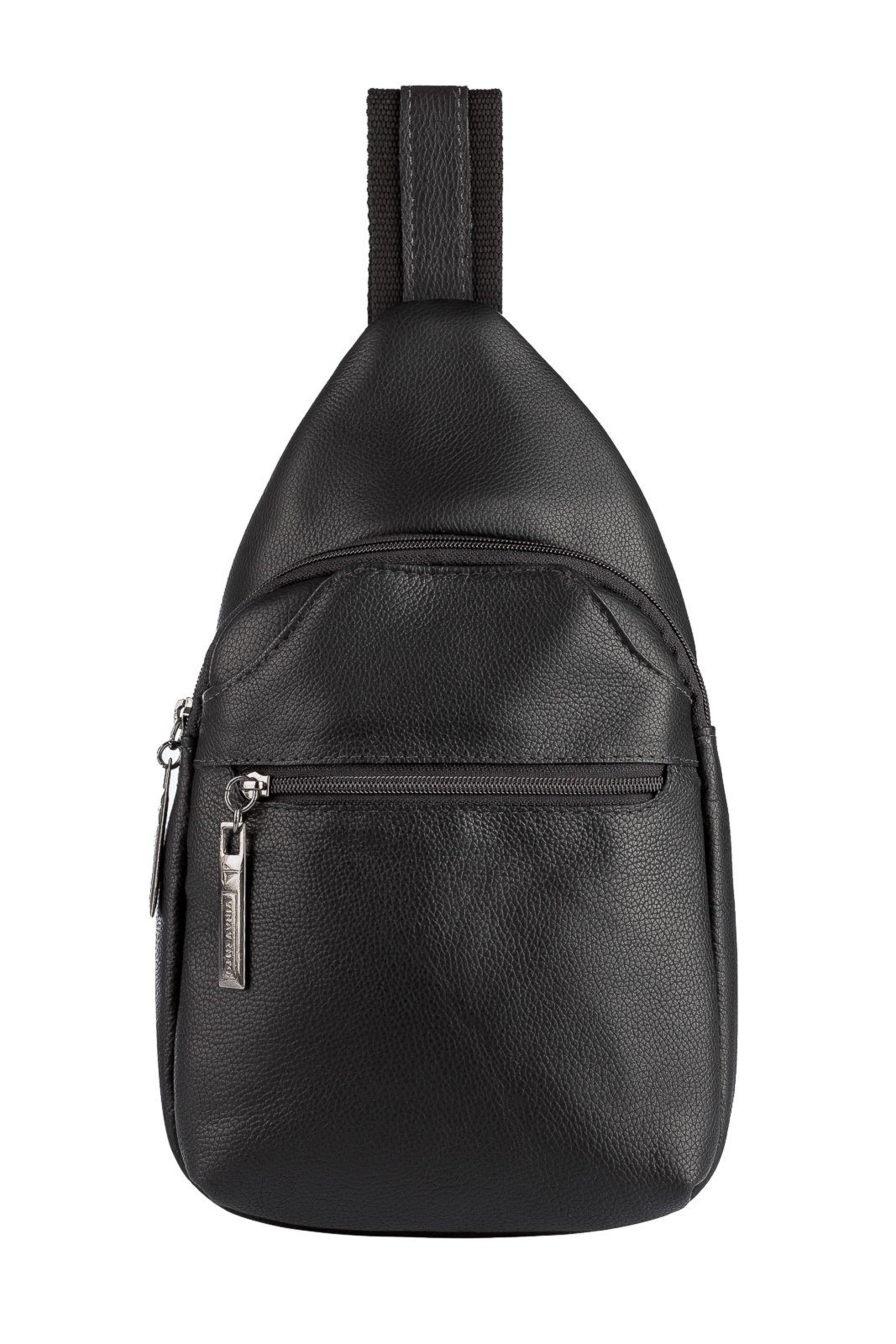 Mini Mochila Vira Vento Transversal De Couro Jeff – Preta