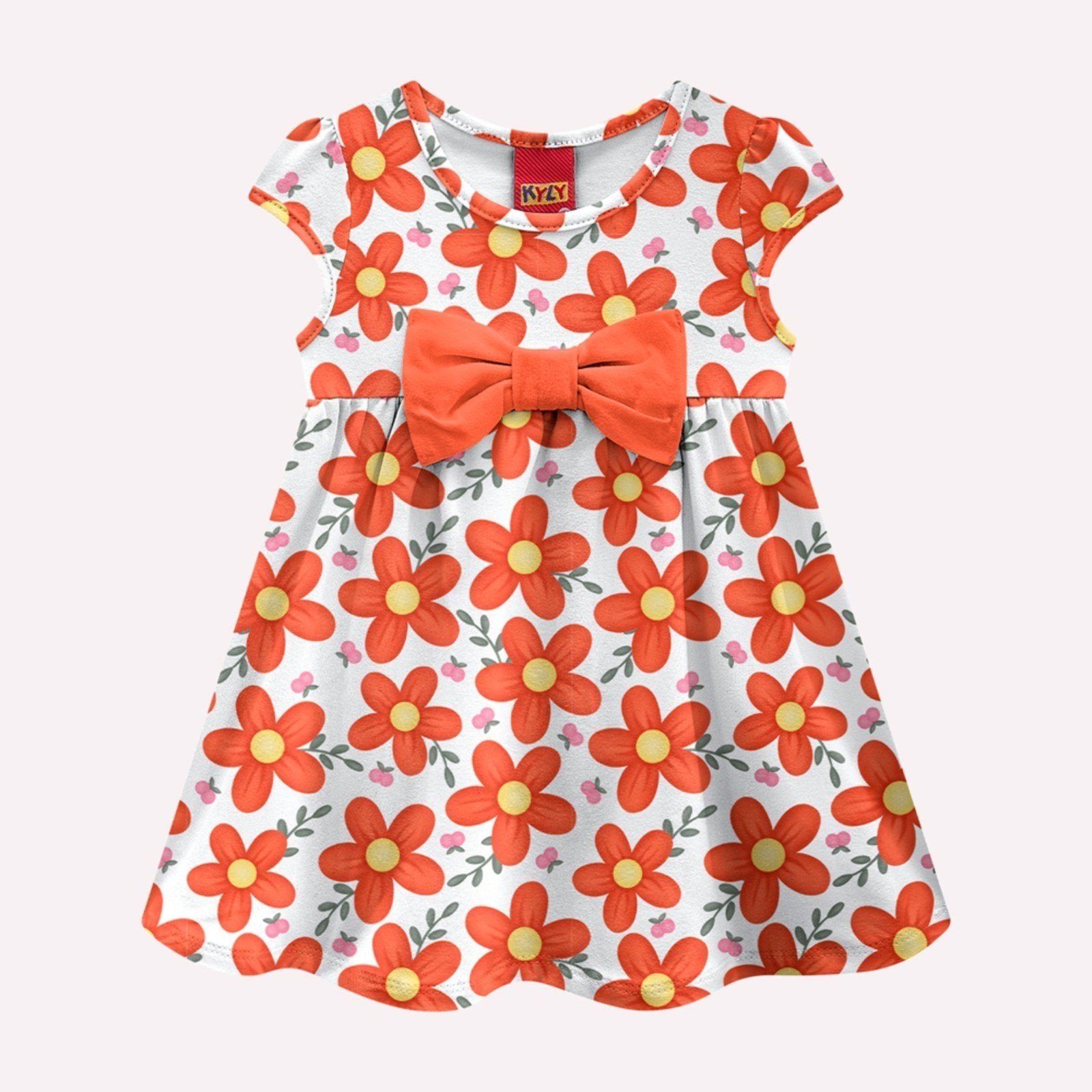 Vista 2 Infantil - Vestido Menina Laço Kyly rosa Kyly rosa