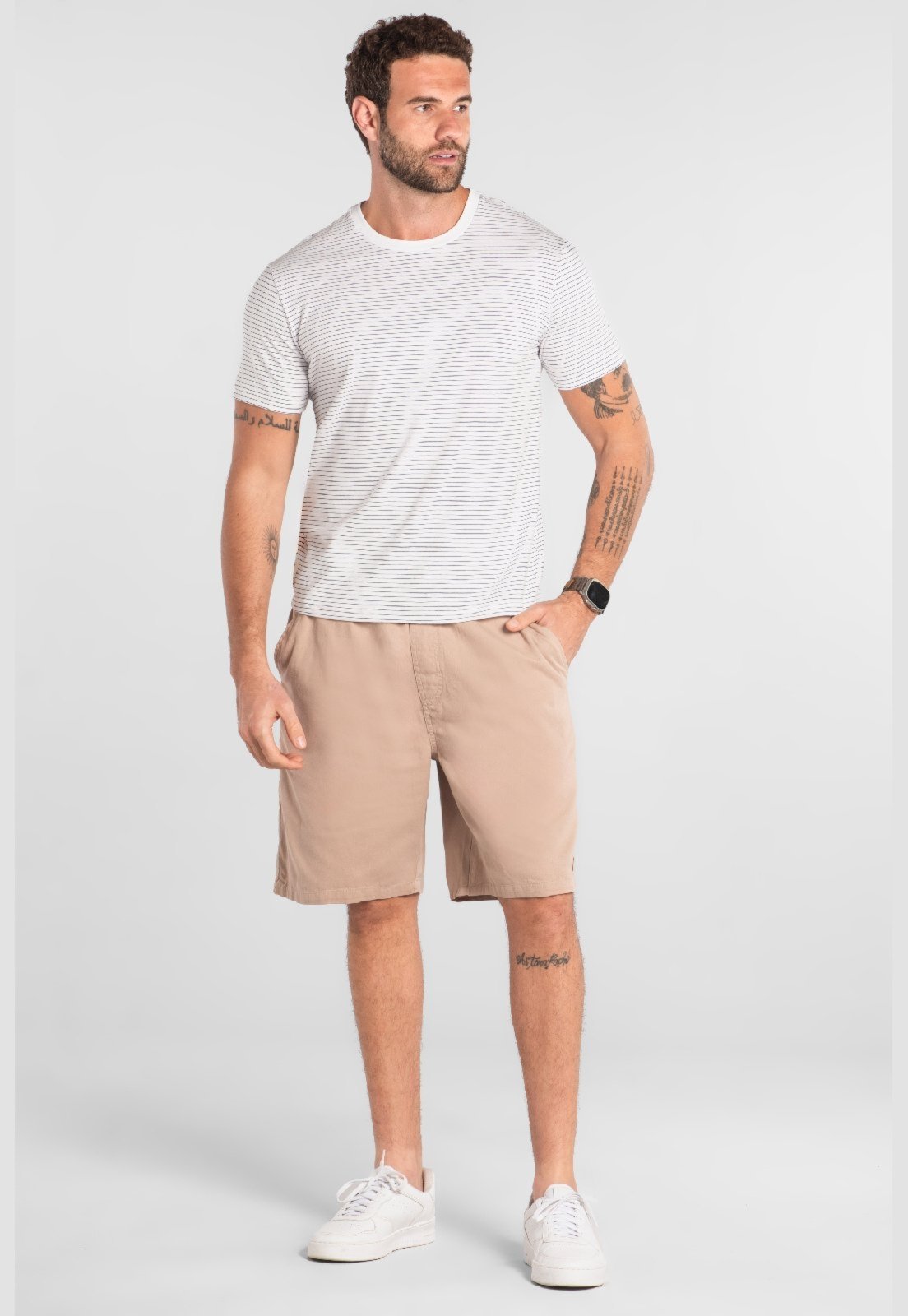 Camiseta em Cotton Listrado The Philippines Branco