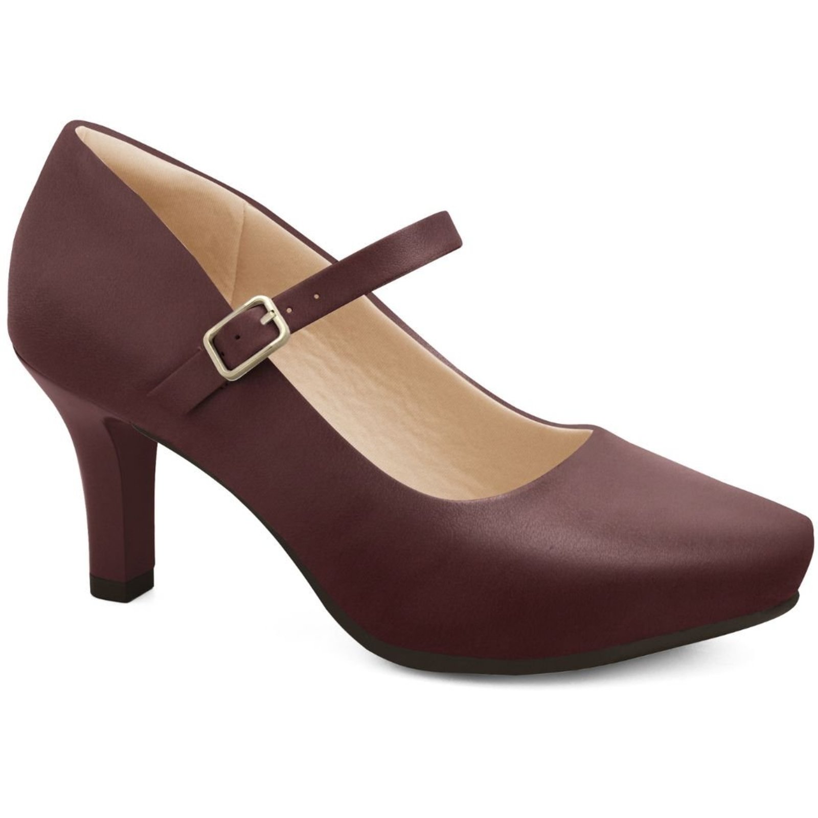 Sapato Feminino Boneca Salto Médio Meia Pata Comfortflex 2685302 - Bordô