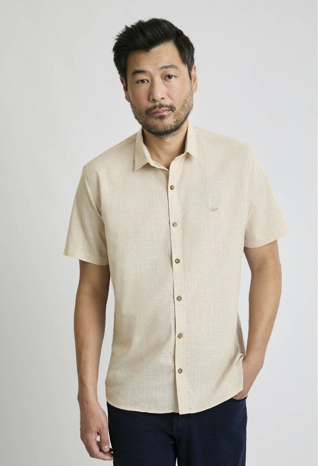 Camisa Docthos Relaxed Fit Manga Curta Lisa Flamê Camisa Manga Curta Docthos Relaxed Fit Lisa Flame 010 Natural G2