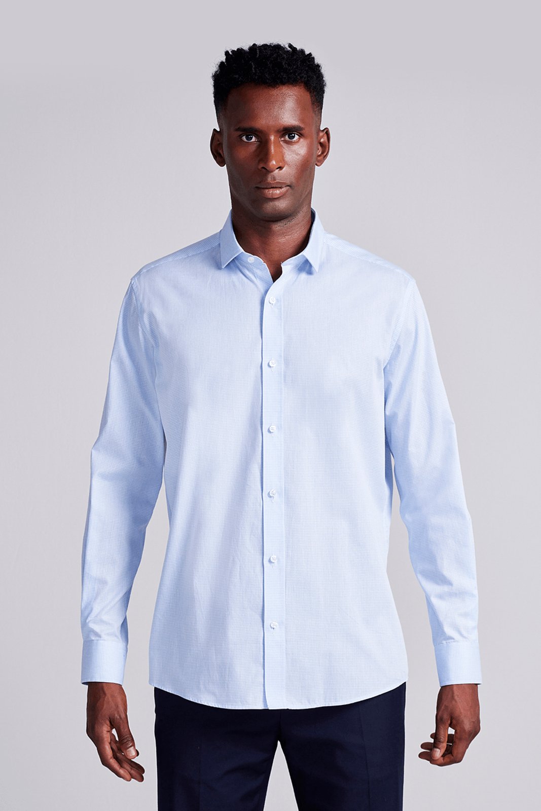 HIGHSTIL Camisa Social Algodão Egípcio Slim Fit Listrada - Azul