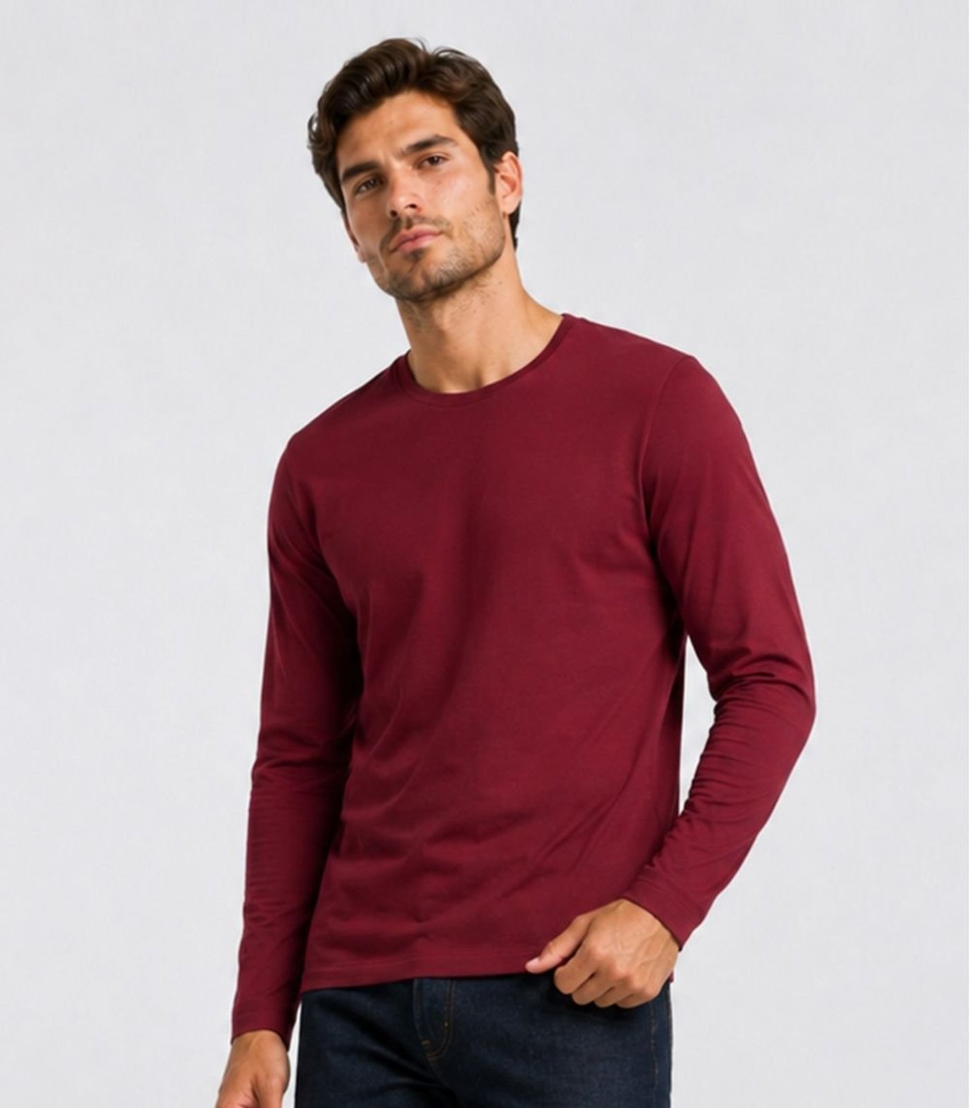 Camiseta Manga Longa Meia Malha Masculina Select Vermelho