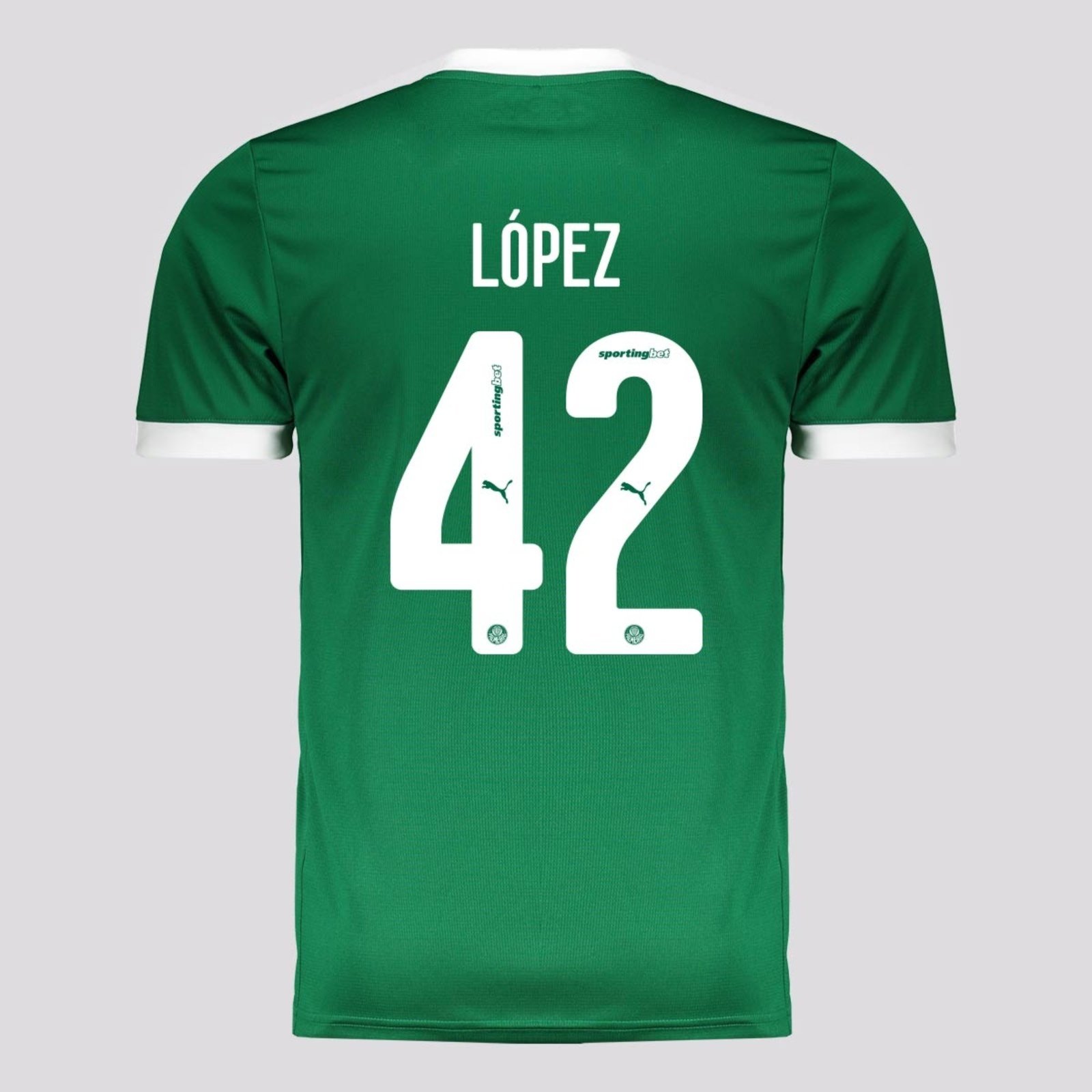 Vista 2 Camisa Puma Palmeiras I 2025 42 F. López verde Puma verde