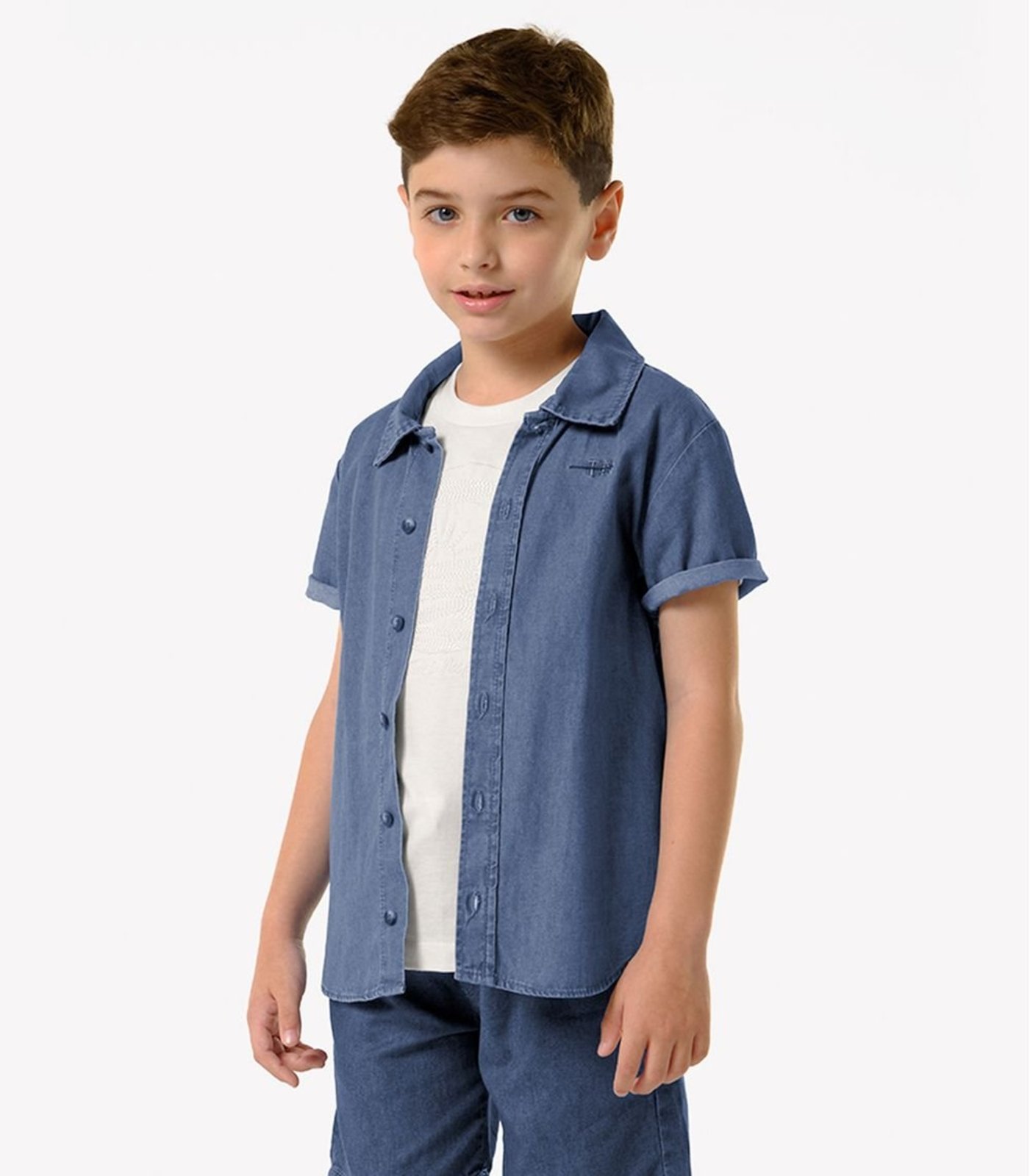 Infantil - Camisa Jeans De Botão Trick Nick Azul