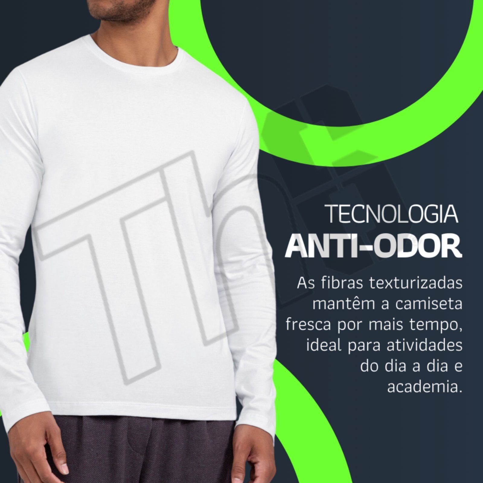 Vista 3 Kit 5 Camisetas Masculinas Th6 Algodão Premium Manga Longa multicolorido TH6 multicolorido