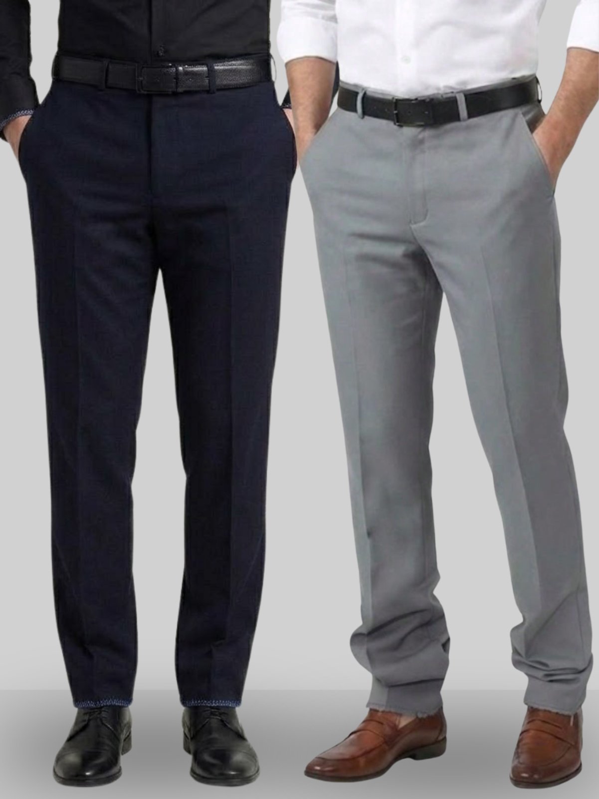 KIT Masculino de 2 Peças - Calça Social Azul Marinho e Cinza Claro