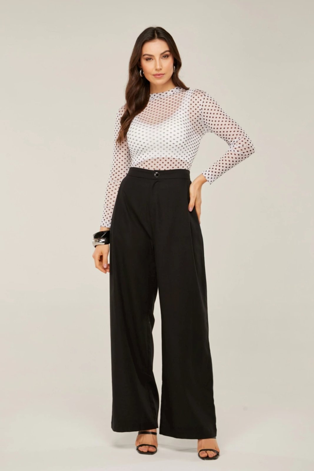 Tule D Bell Outlet Fashion Manga Longa Branco