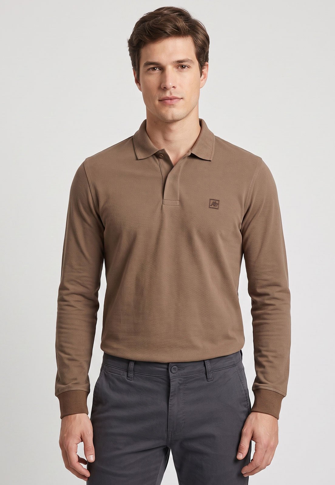 Camisa Polo Masculina Aeropostale Logo Marrom