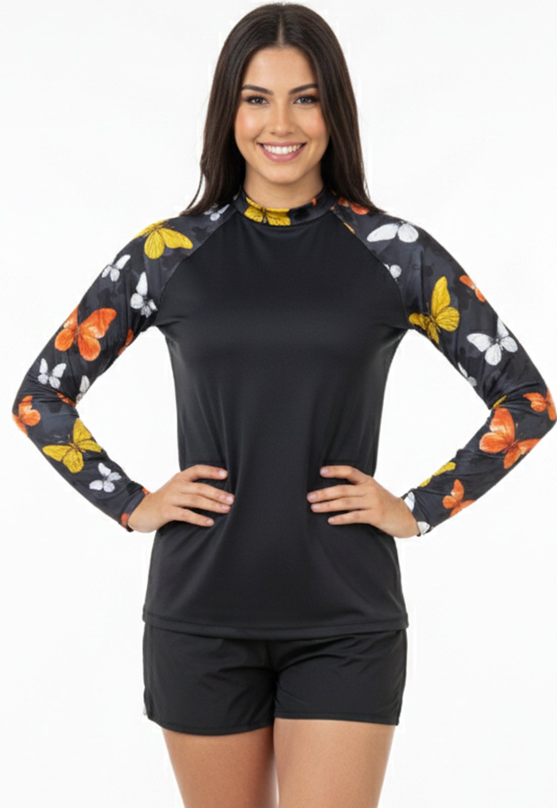 Blusa Térmica Mood Modas Camisa Longa Praia Proteção Uv 50+ Segunda Pele 031 Preto
