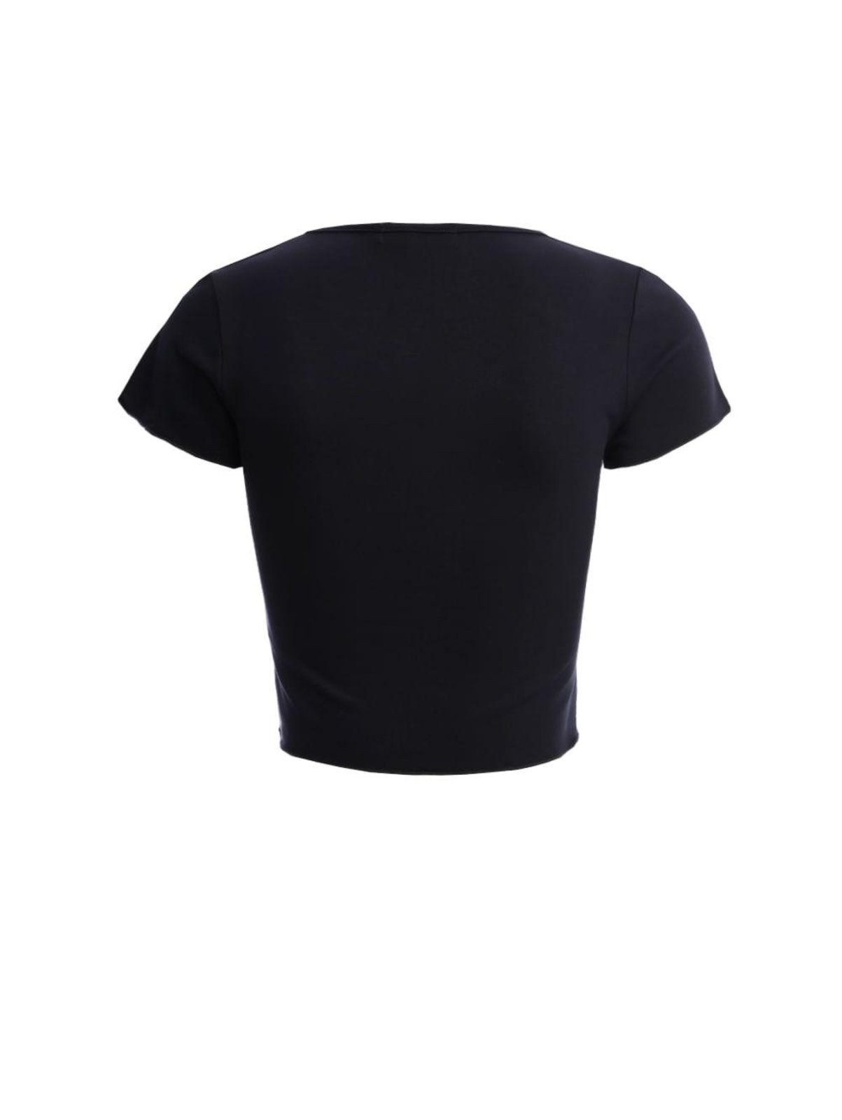 Vista 3 Blusa Cropped Manga Curta Feminina PRETO Autentique unico Autentique unico