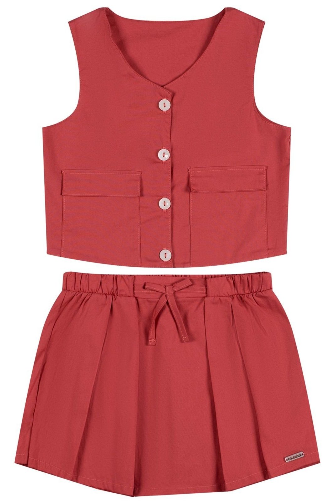 Infantil - Conjunto Menina Com Colete Colorittá Vermelho