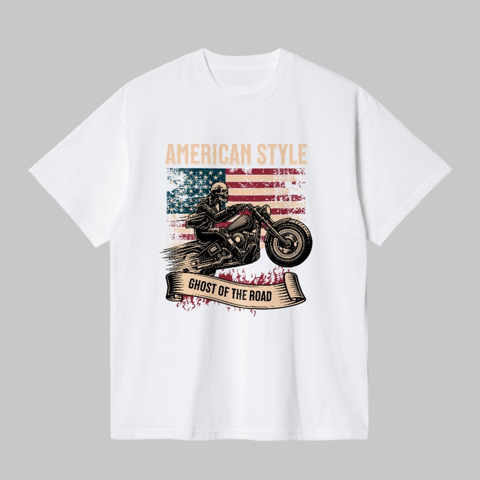 Camiseta Básica American Style Moto Vintage Unissex Branco